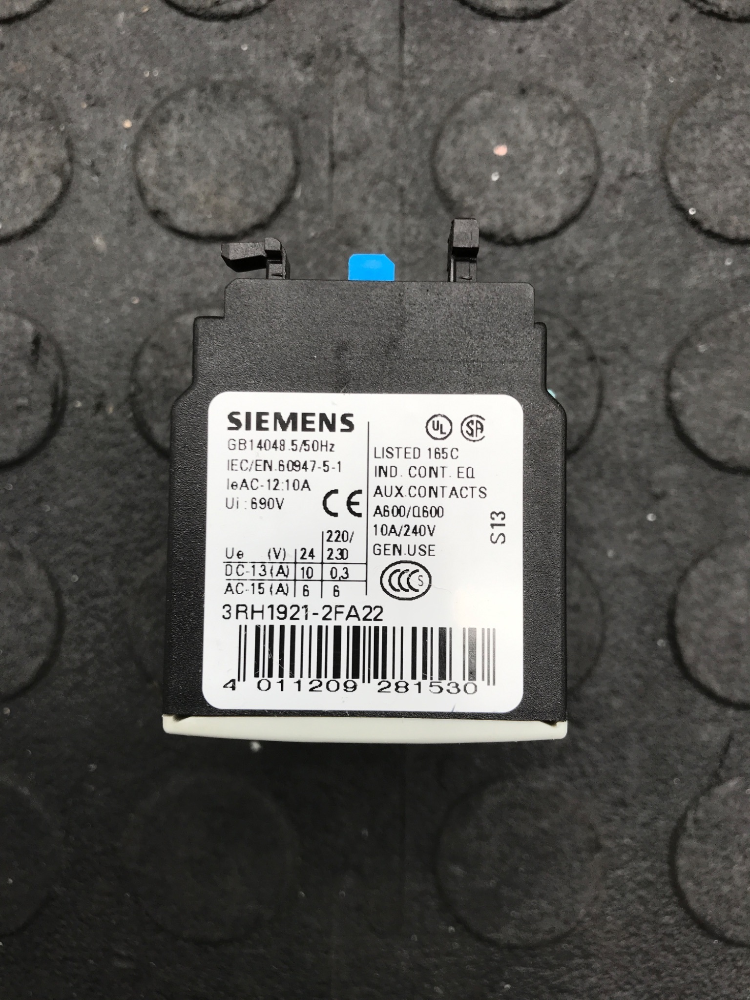 SIEMENS 3RH1921‑2FA22 SIRIUS Auxiliary Contact Block USED 3