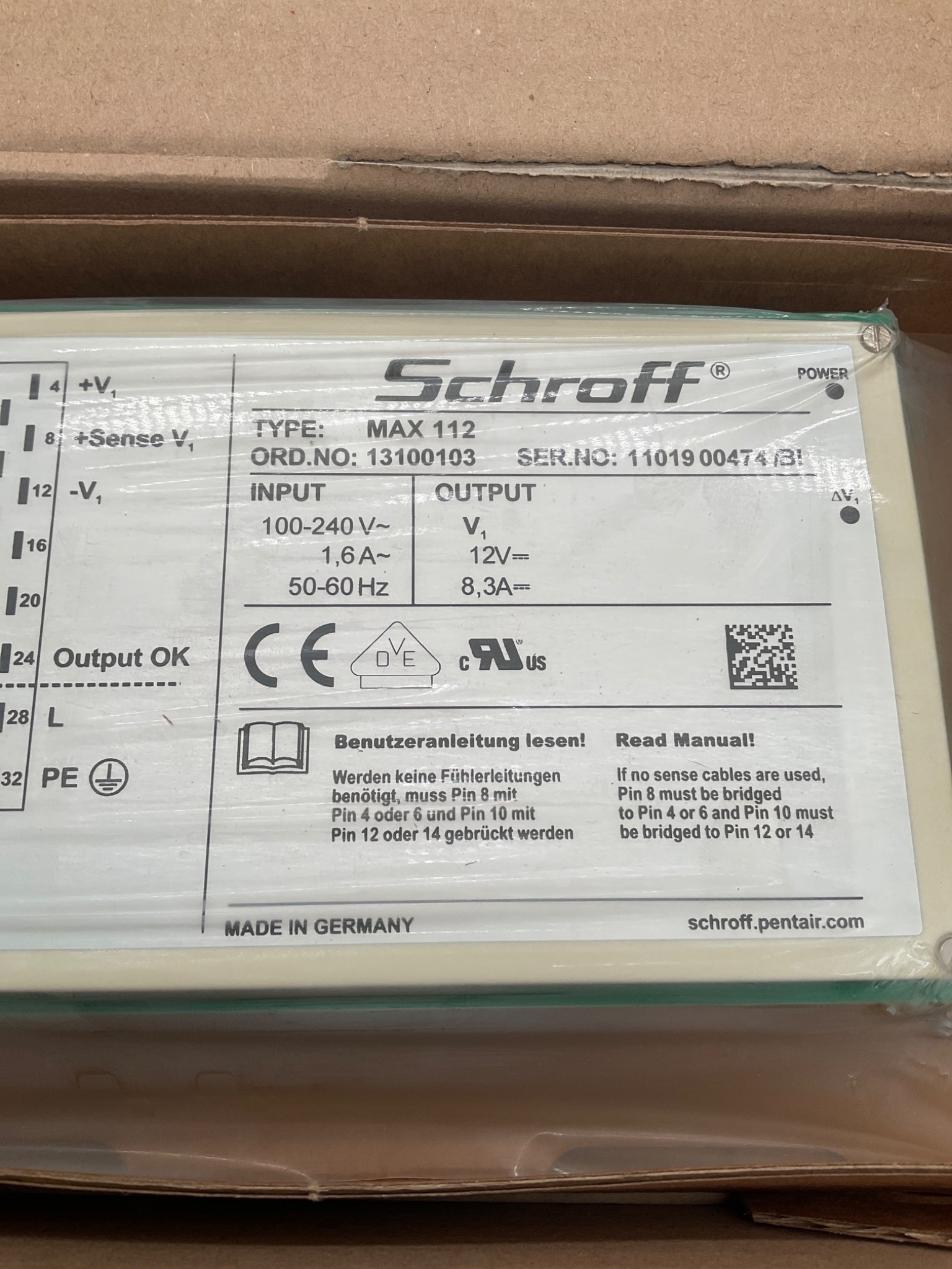 NVENT SCHROFF 13100103 MAX 112 19" Power Supply Unit NEW 1