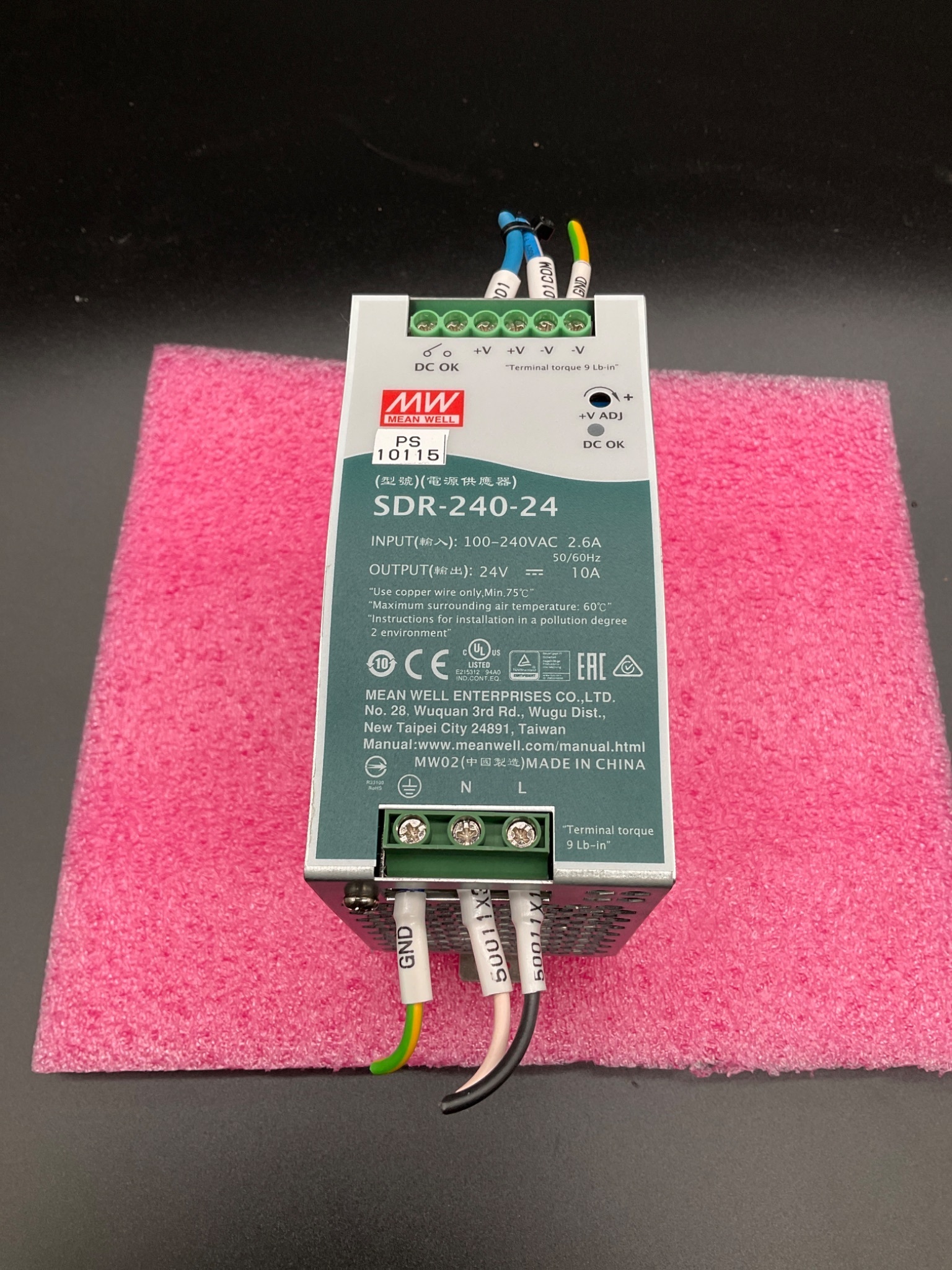 MEAN WELL SDR‑240‑24 DIN Rail Power Supply 24VDC USED 0