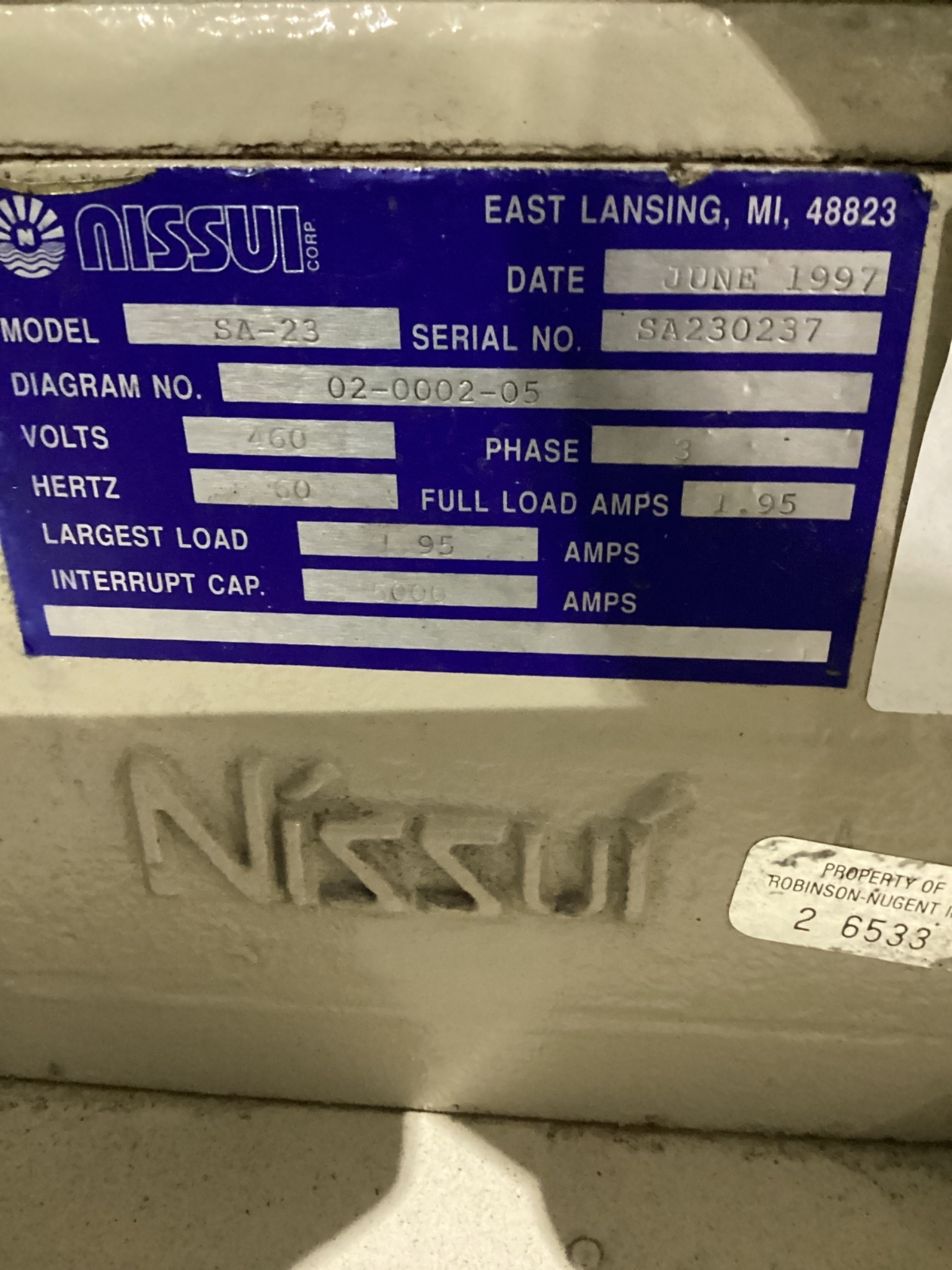 NISSUI SA-23 Low-Speed Screenless Granulator 460V W USED 5