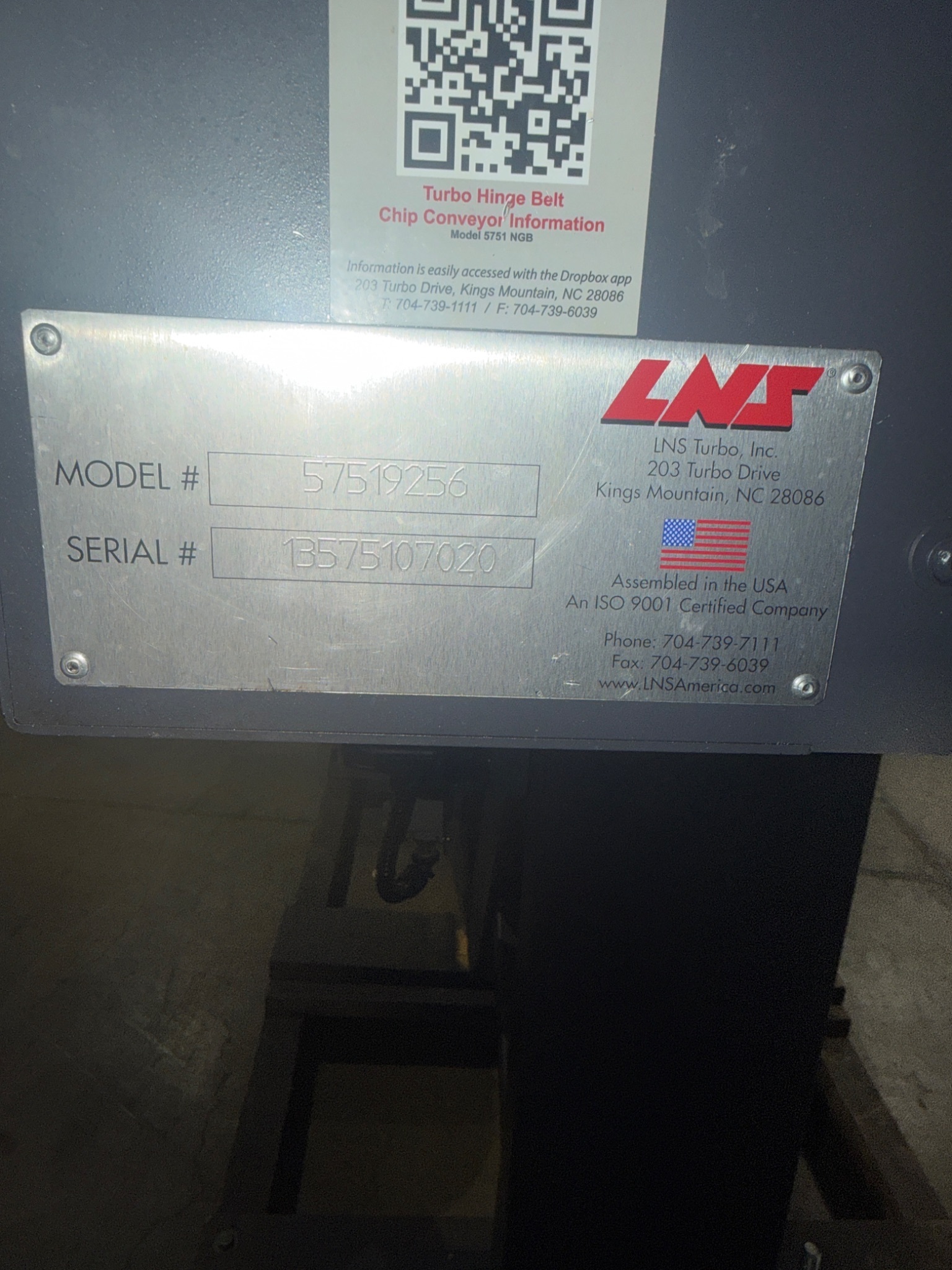 LNS 57519256 Turbo HB Chip Conveyor USED 6
