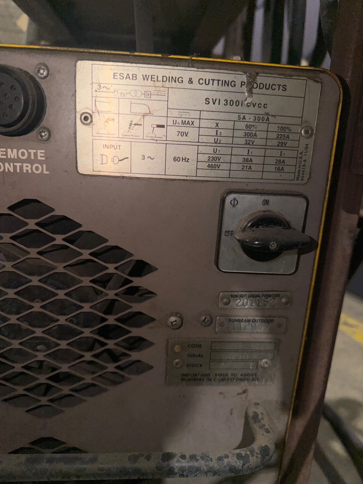 ESAB SVI 300i CVCC Welding Power Source with Mig 4HD Wire Feeder USED 7