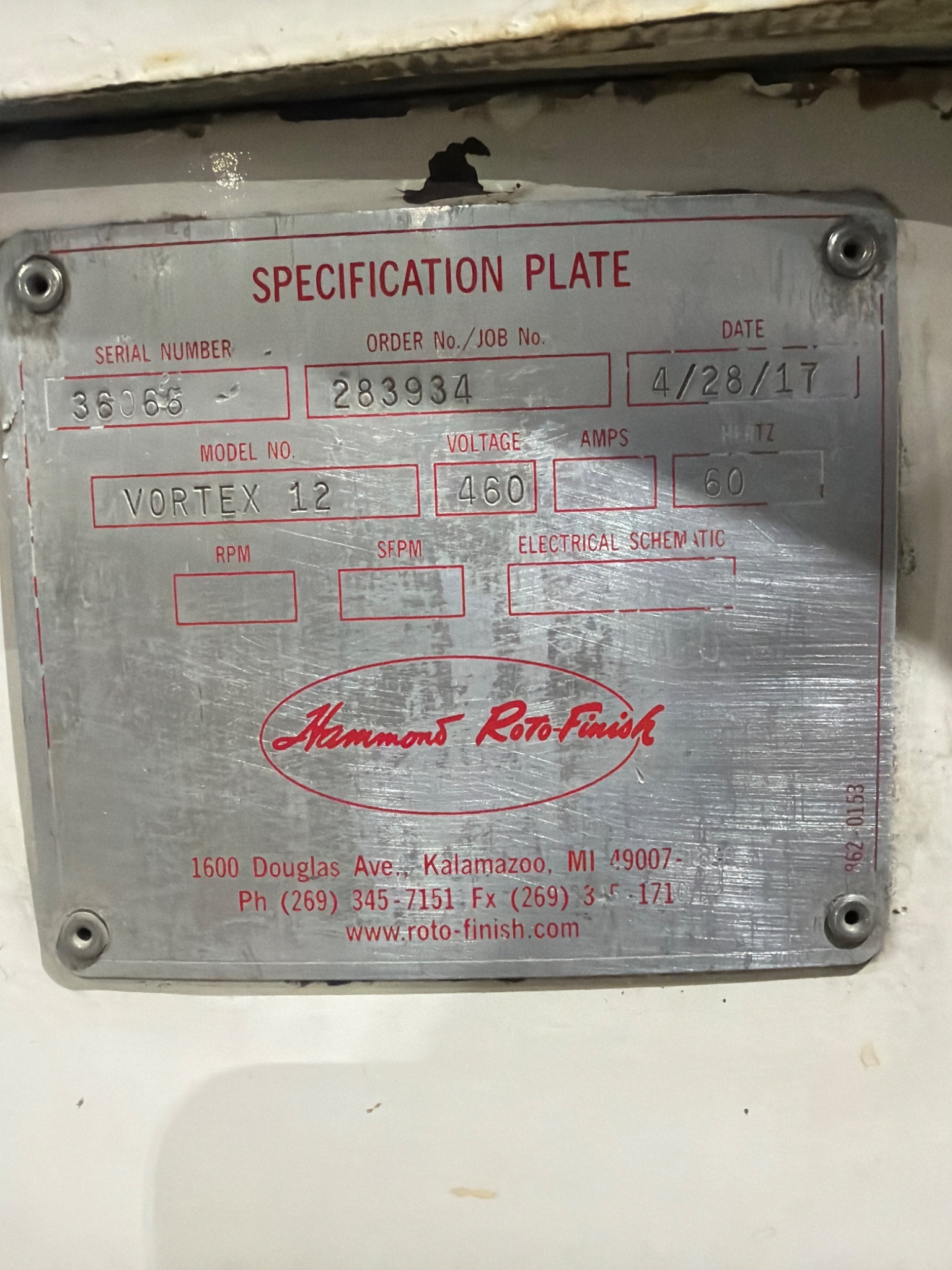 Hammond Roto‑Finish Vortex 12 Vibratory Finishing Machine USED 6
