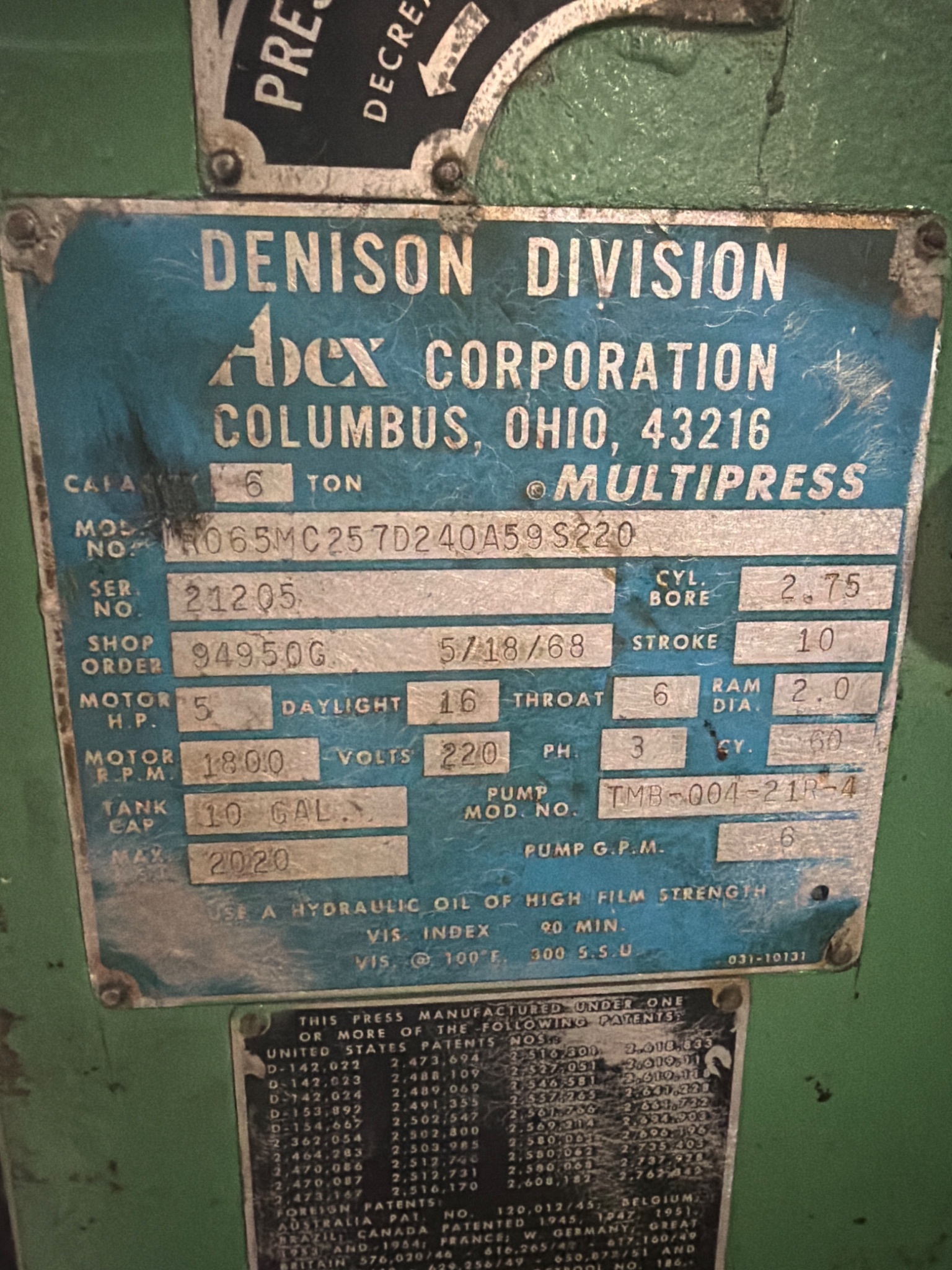 COE CPRF-324 Press Feed System with Denison Multipress and Air Feeds SB-34 USED 5
