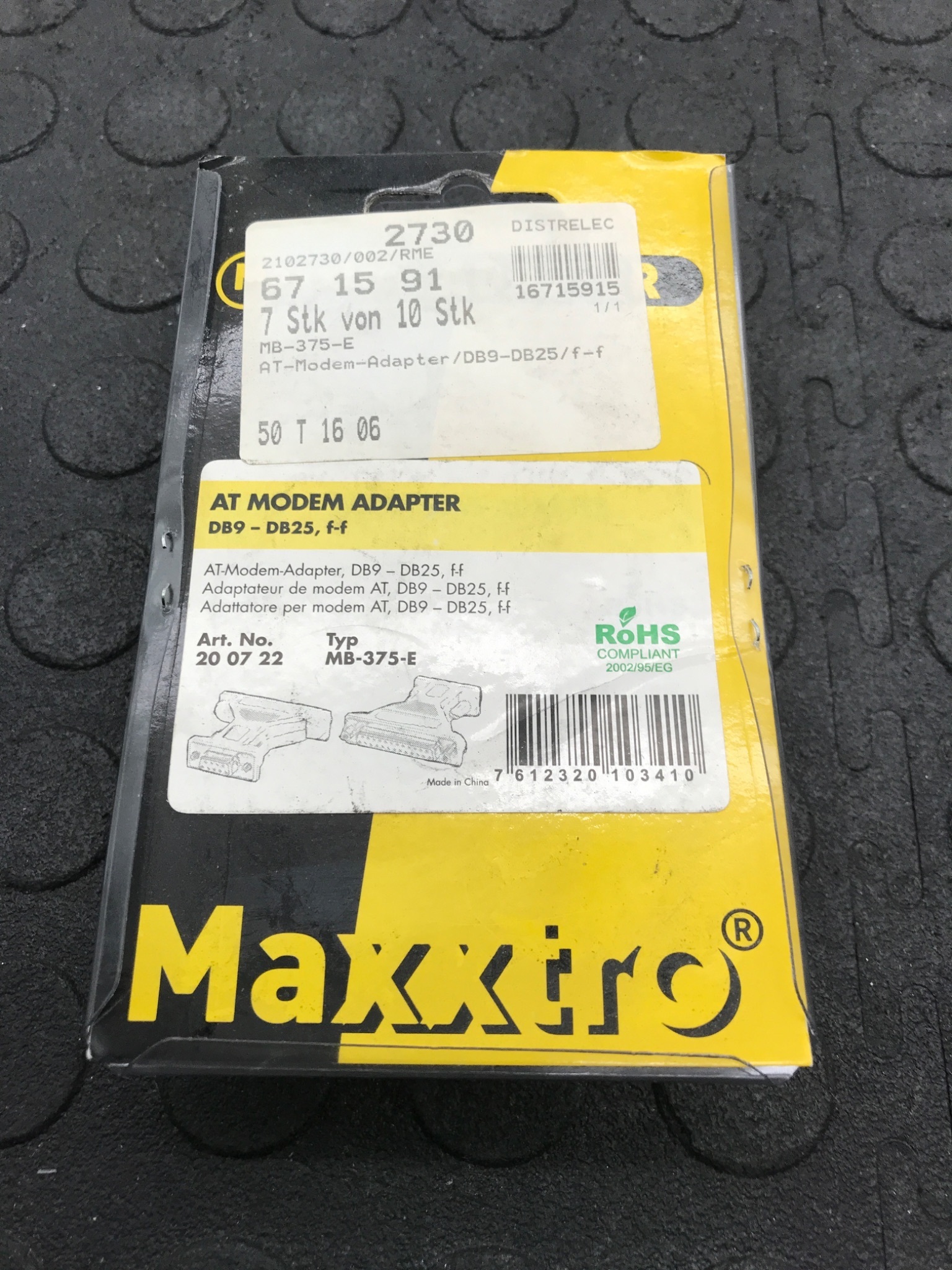 Maxxtro MB‑375‑E AT Modem Adapter DB9‑DB25 NEW 1
