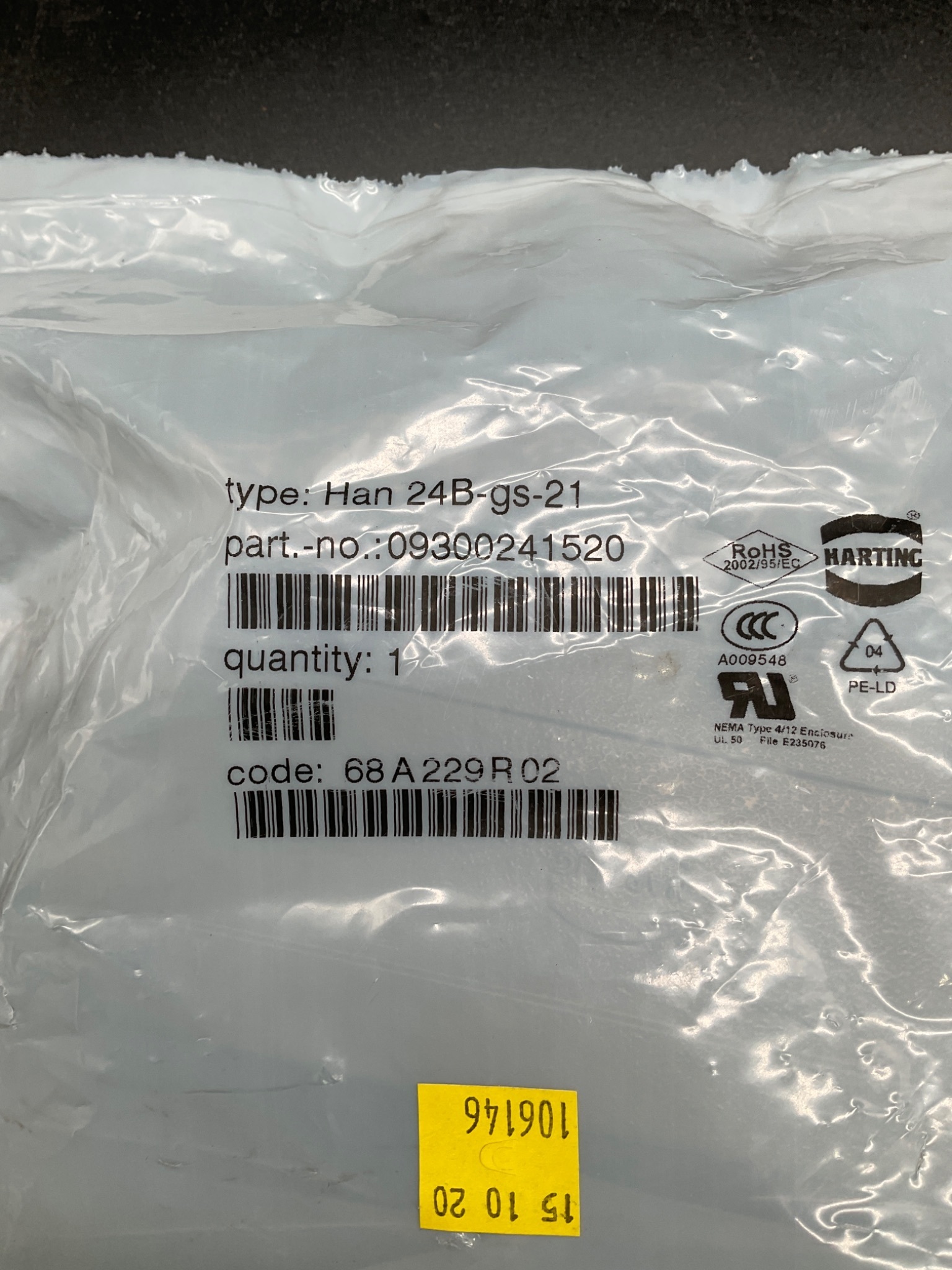 HARTING Han 24B‑gs‑21 Connector Hood NEW 4