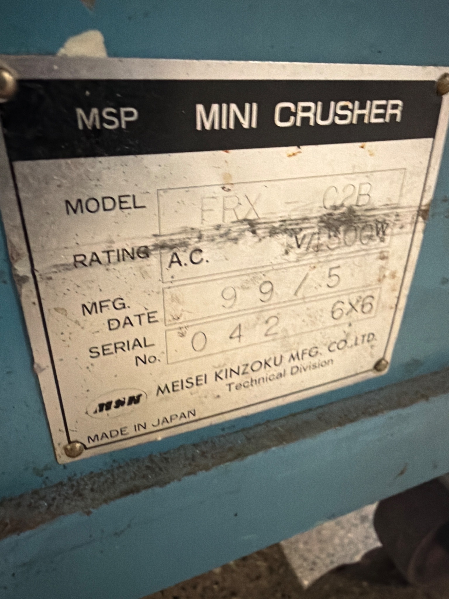 MSK FRX‑C2B Grinding Mill USED 5