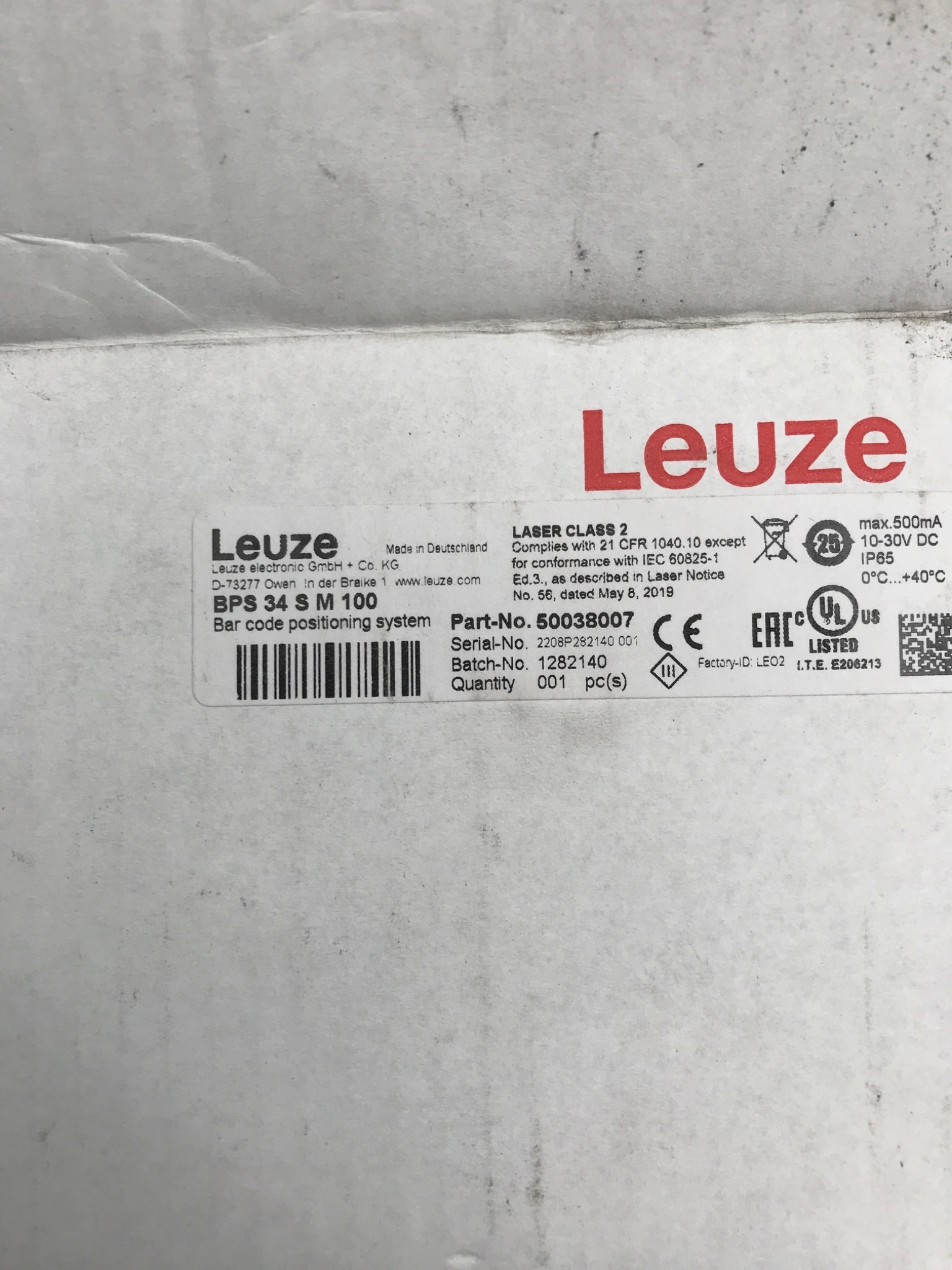 LEUZE BPS34SM100 Barcode Positioning Sensor NEW 6