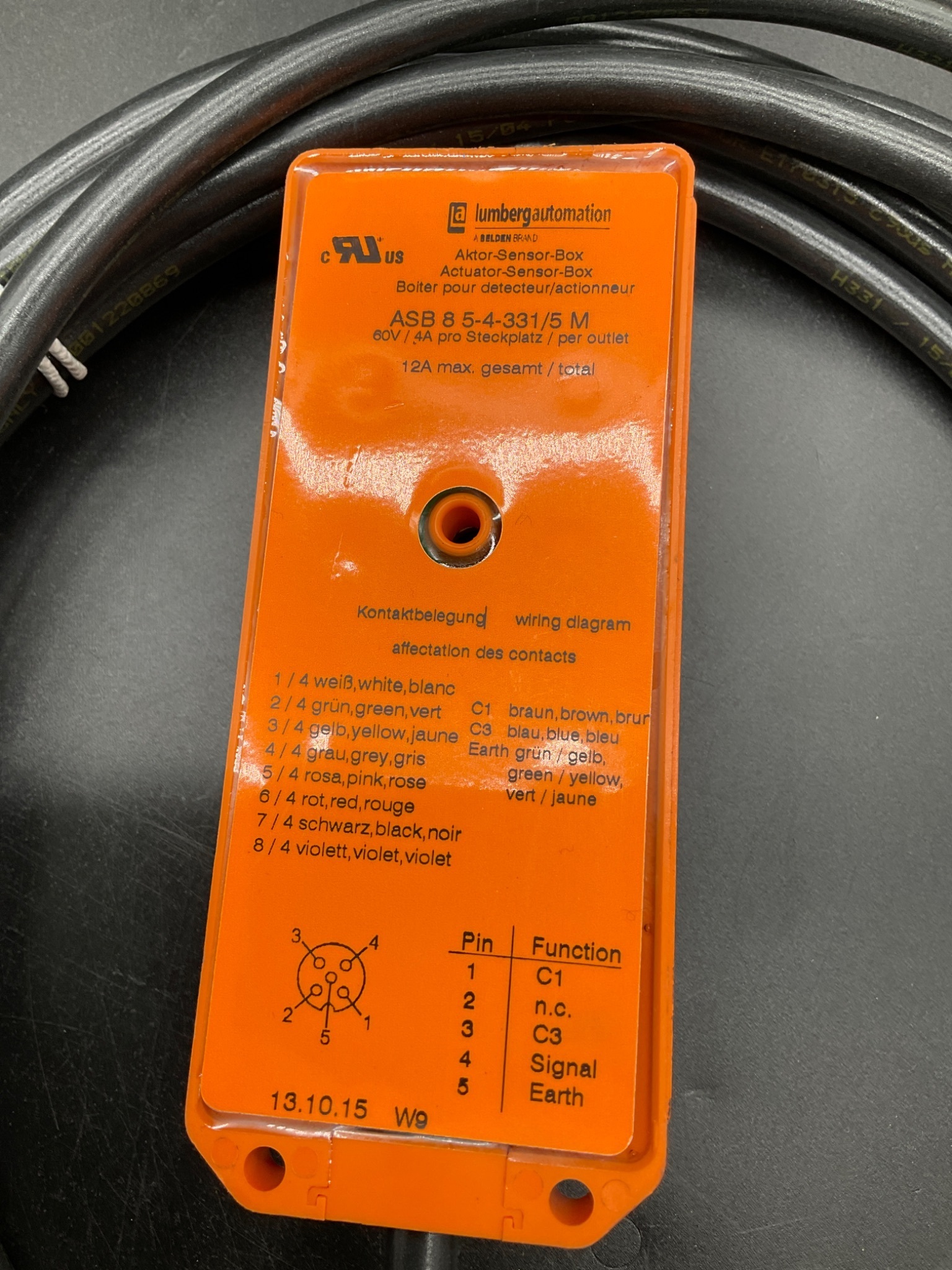 LUMBERG AUTOMATION ASB 8 5‑4‑331/5 M Sensor Actuator Box USED 1