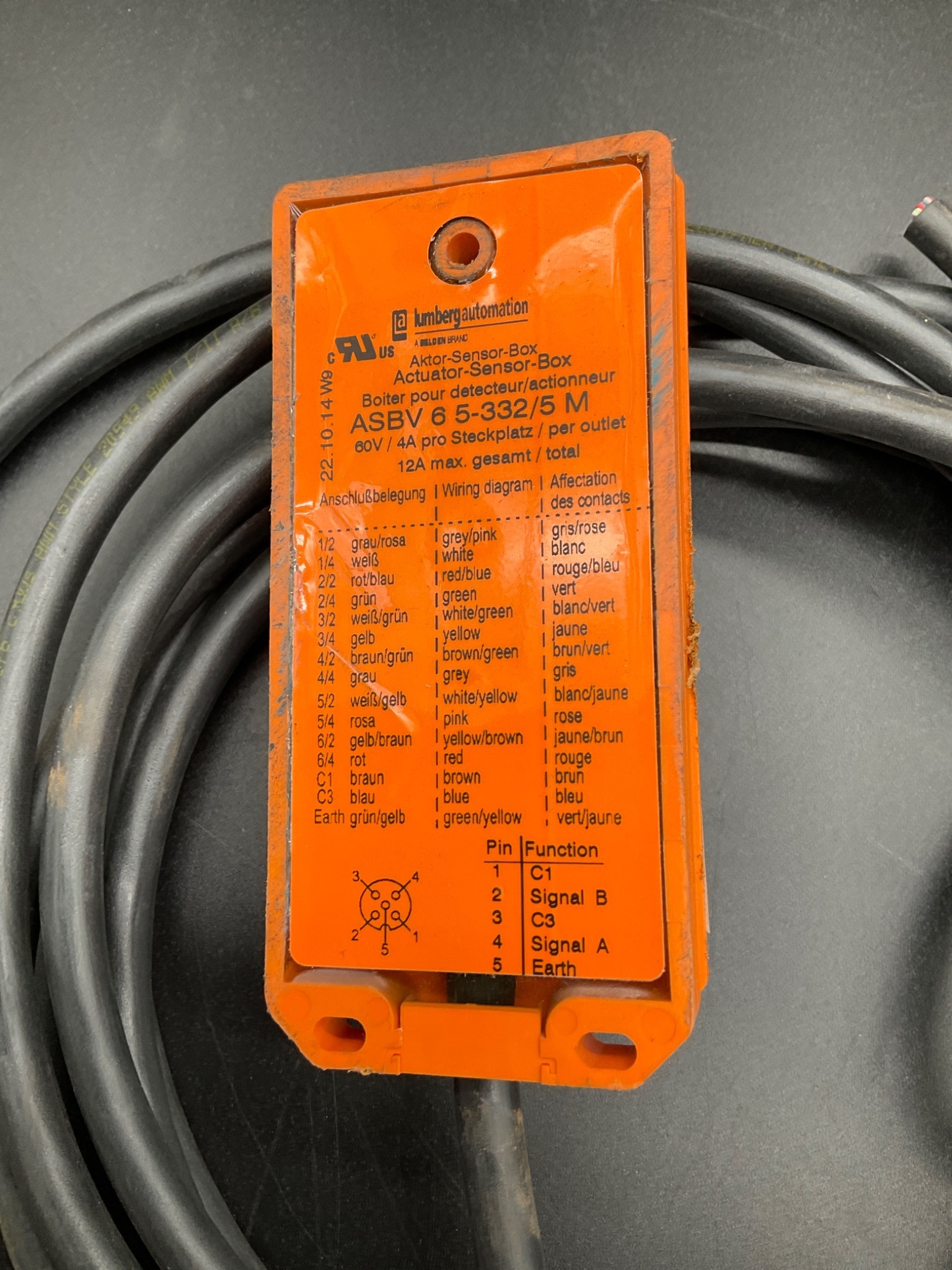 LUMBERG AUTOMATION ASBV 6 5‑332/5 M Sensor Actuator Box USED 1