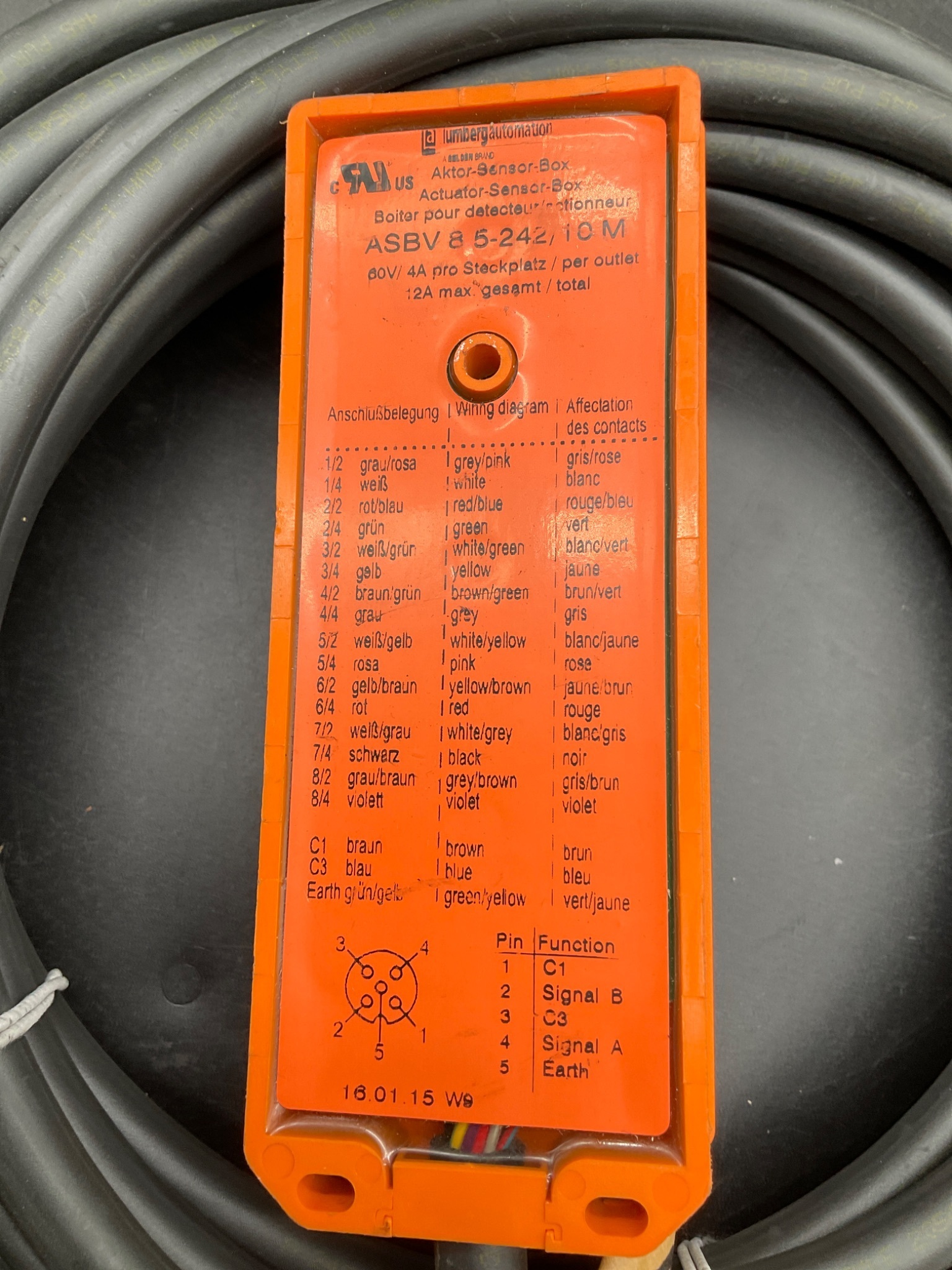 LUMBERG AUTOMATION ASBV 8 5‑242/10 M Sensor Actuator Box USED 2
