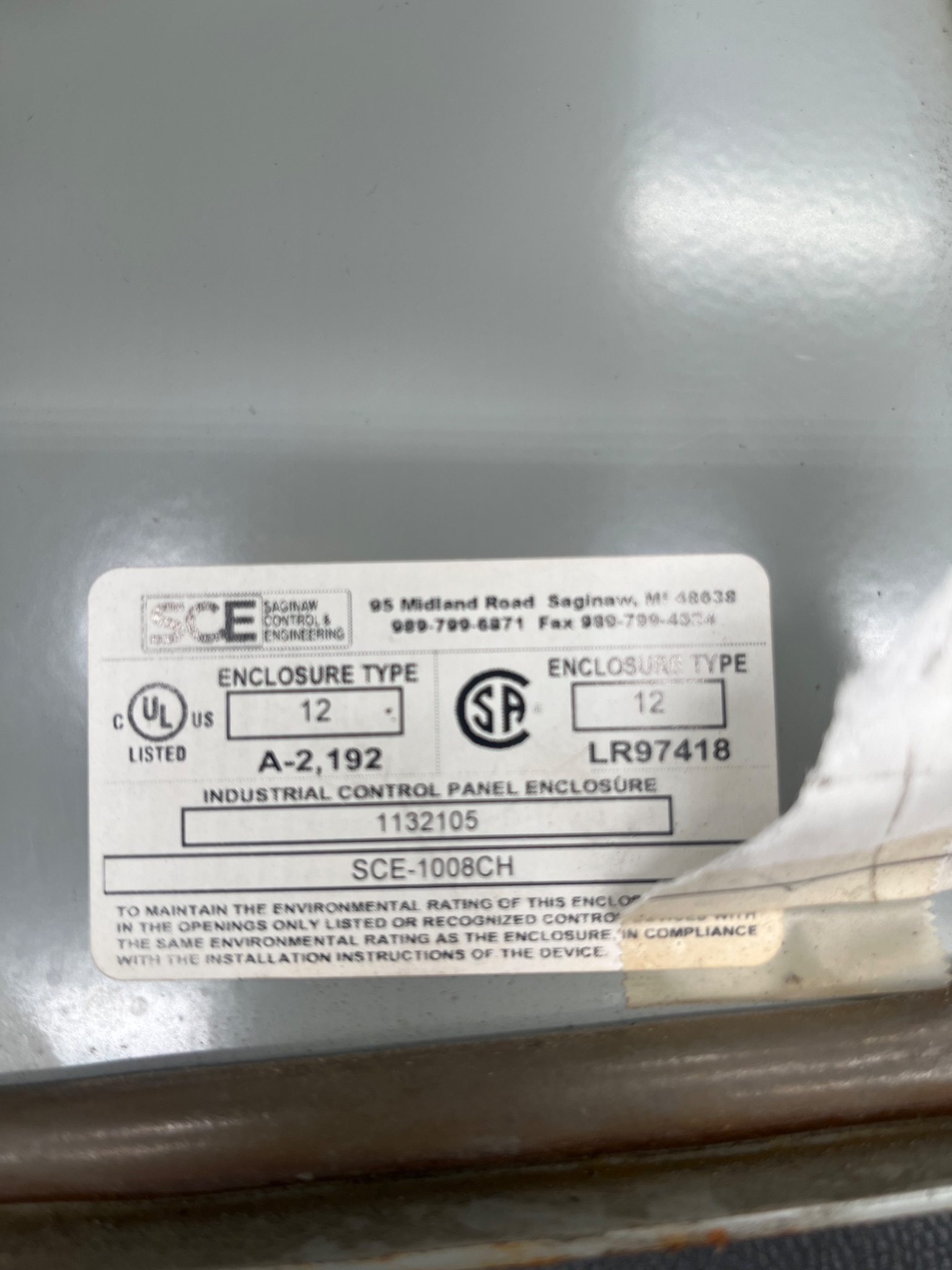 SCE SCE‑1008CH Industrial Control Enclosure with Terminal Block Assembly USED 5