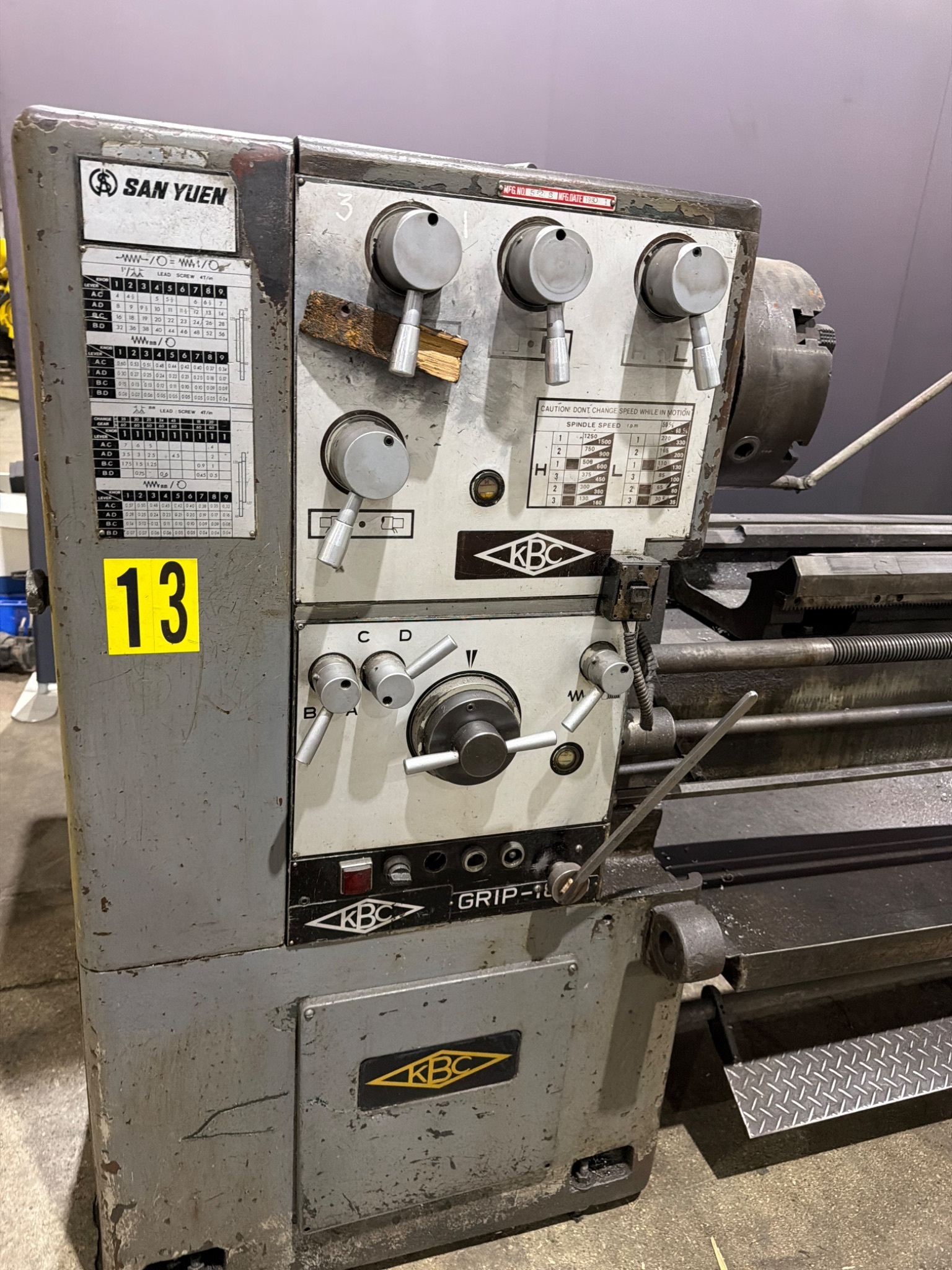 KBC/San Yuen GRIP-1859 Engine Lathe USED 1