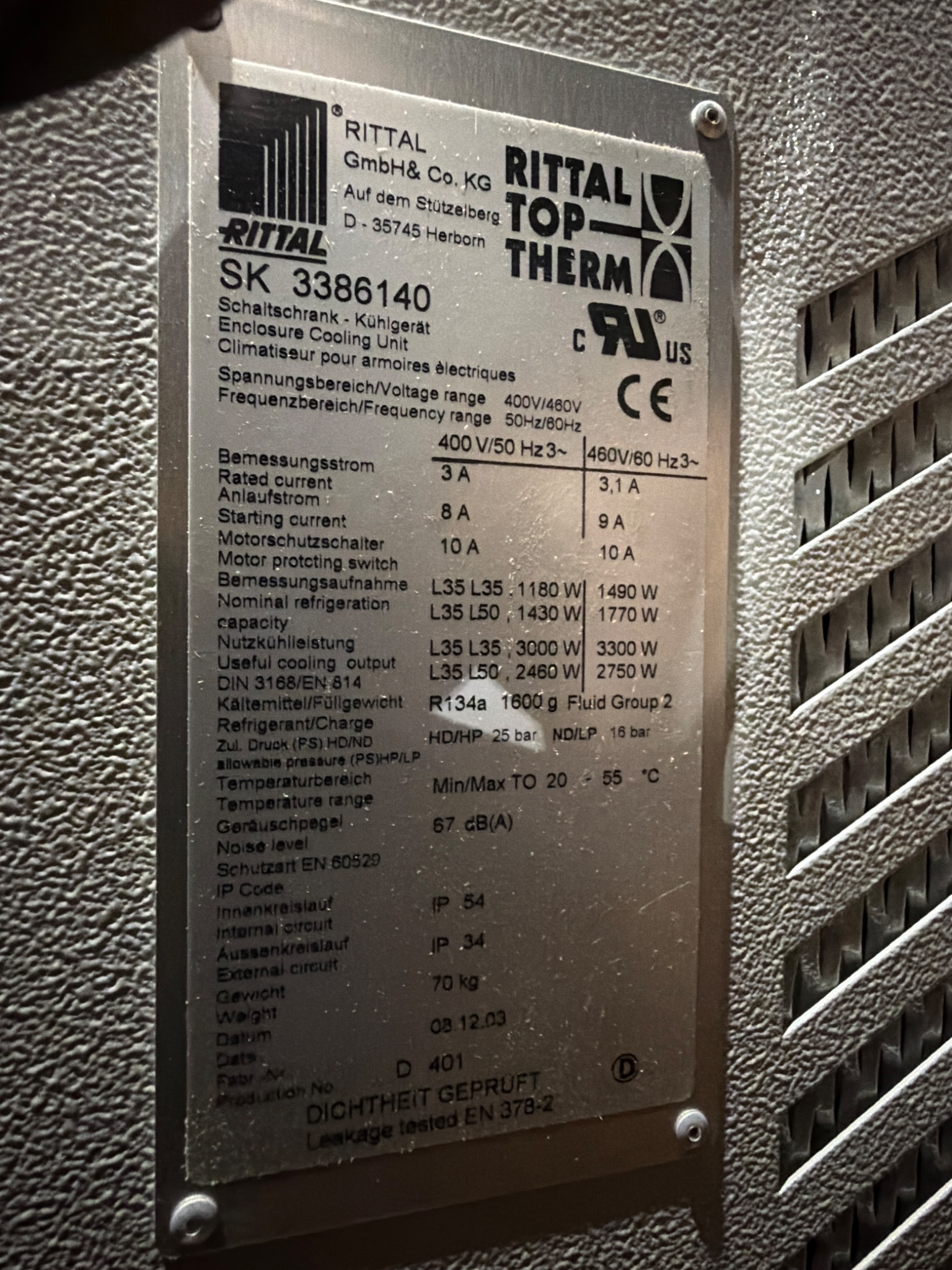 RITTAL SK 3386.140 TopTherm Enclosure Cooling Unit NEW 4