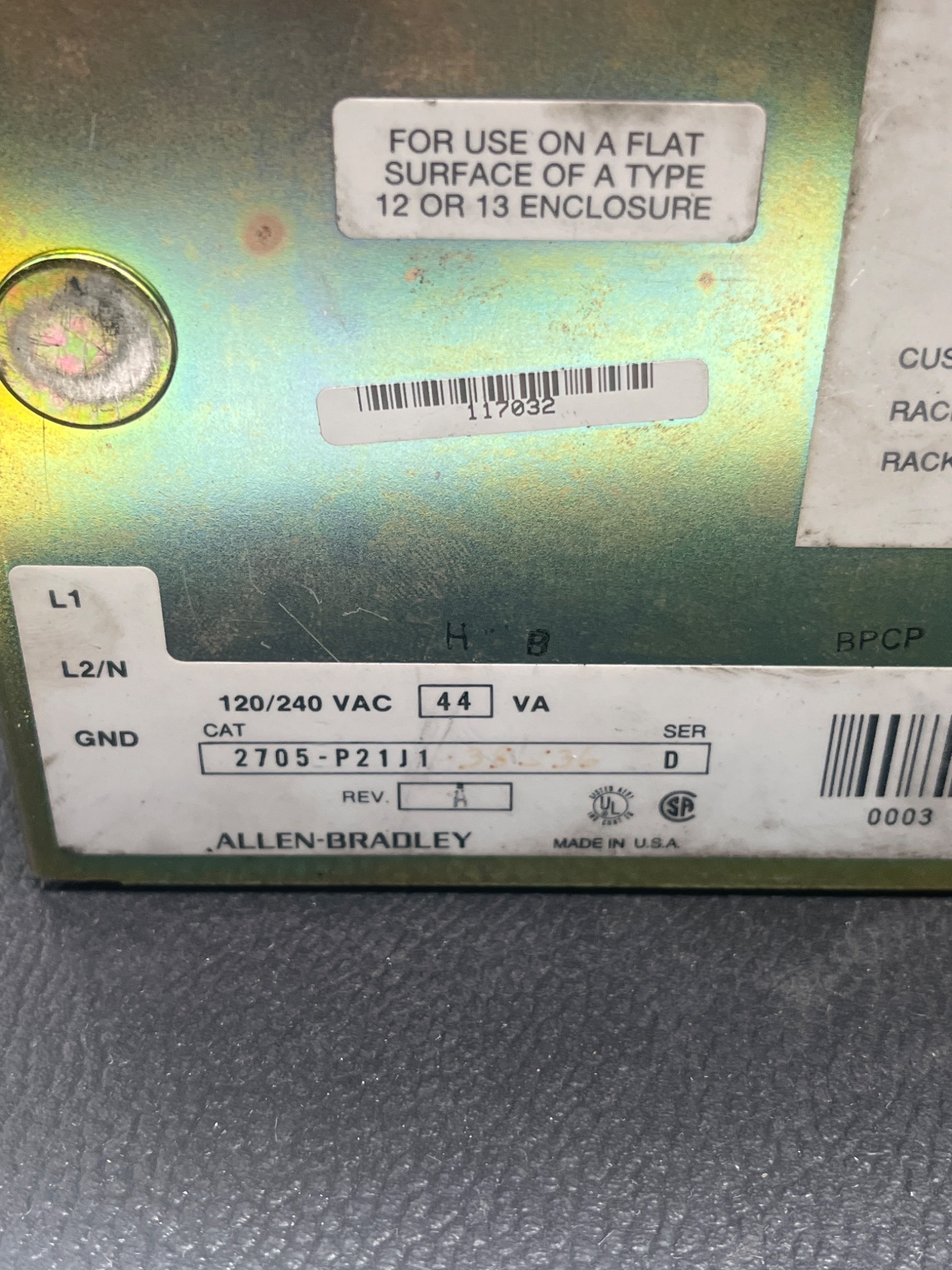 ALLEN‑BRADLEY 2705‑P21J1 RediPANEL Operator Interface USED 5