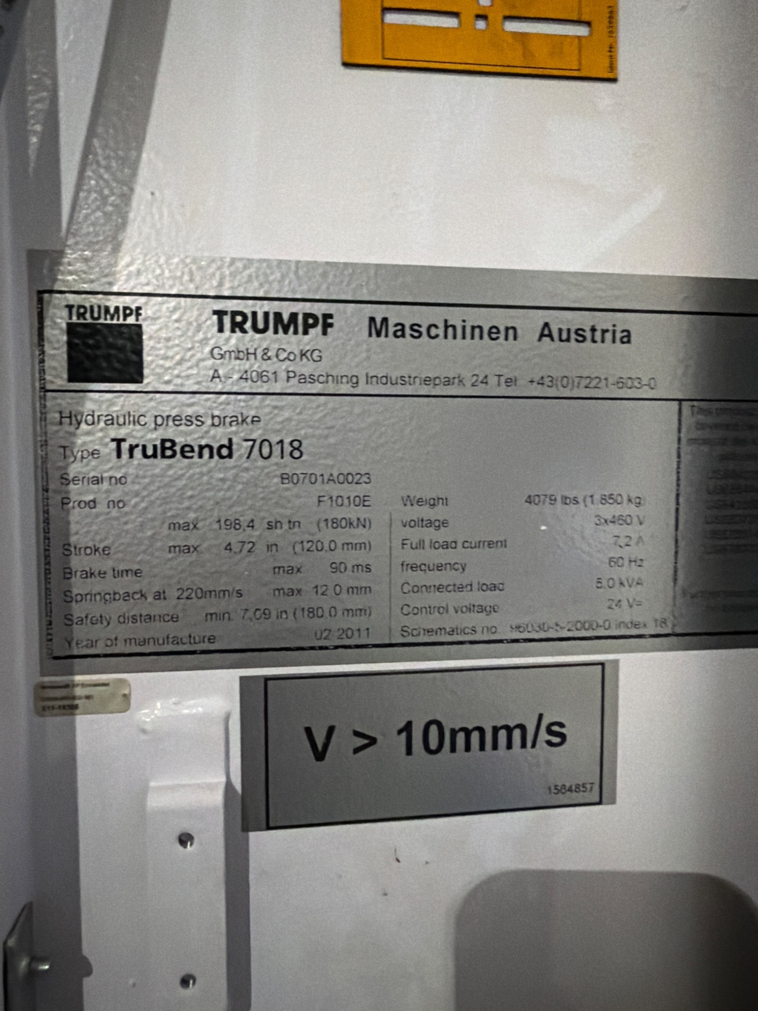 TRUMPF TruBend 7018 Hydraulic Press Brake USED 9