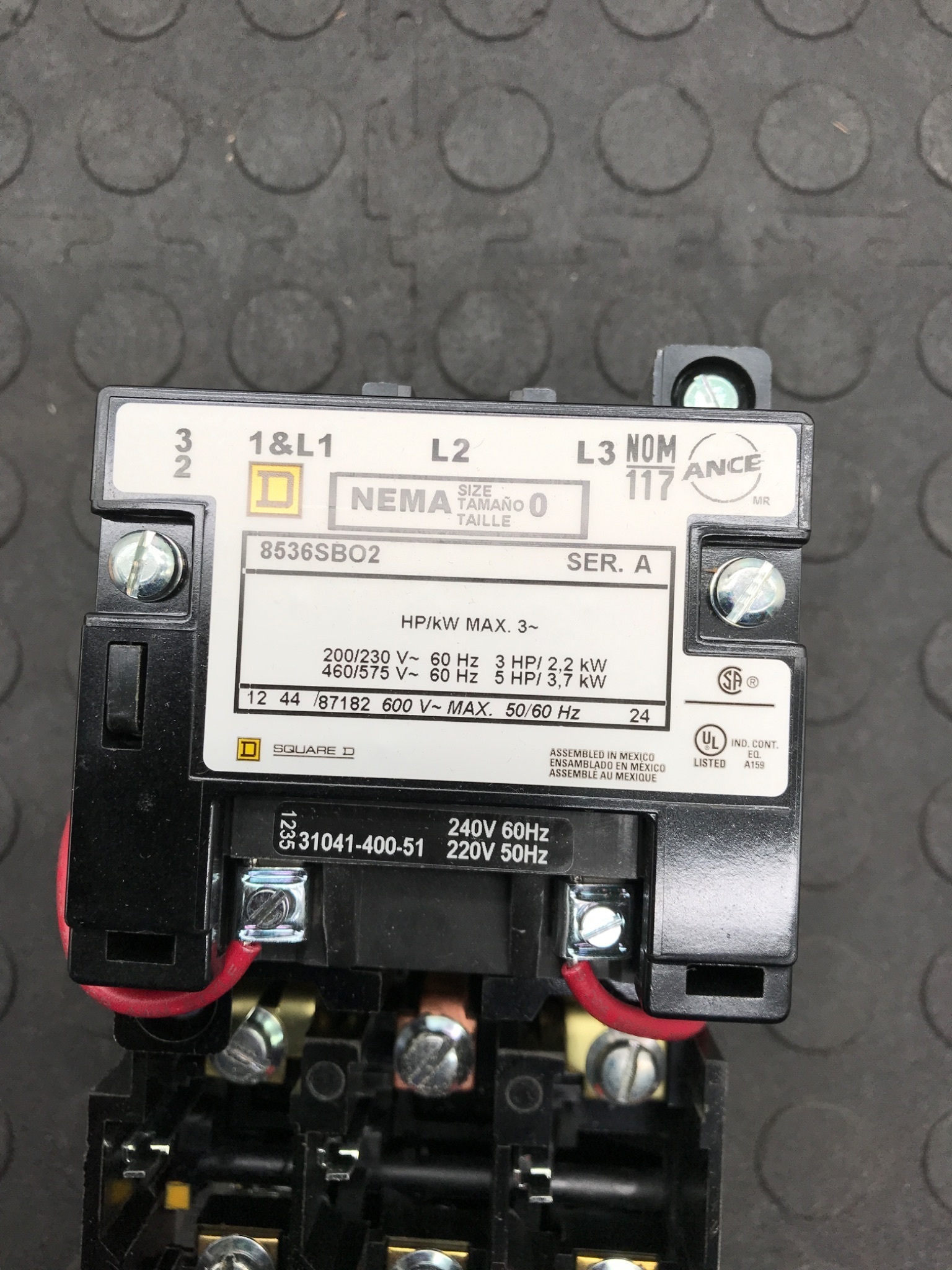 SQUARE D 8536SBO2 Motor Starter Contactor USED 1