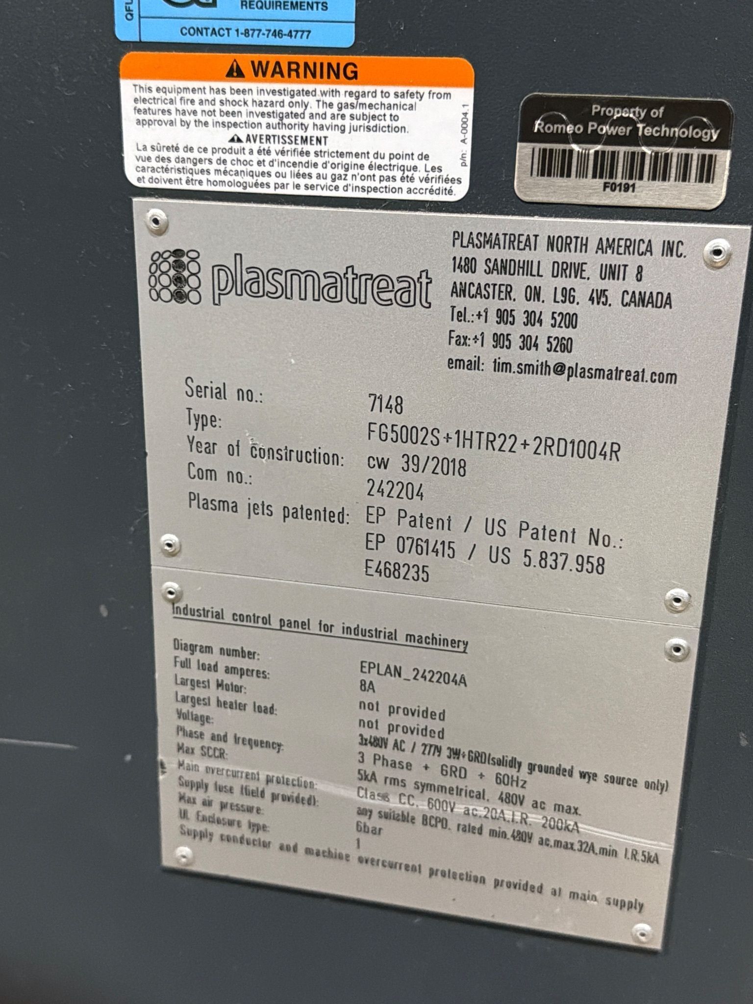 PLASMATREAT FG5002S Automated Plasma Treatment System w/ Dual Rotating Jets 9
