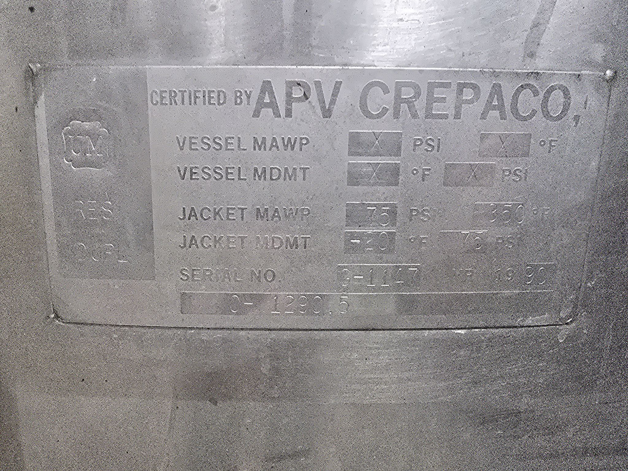 APV/CREPACO OH‑1290.5 Stainless Steel Jacketed Mixer w/ Baldor Motor USED 6
