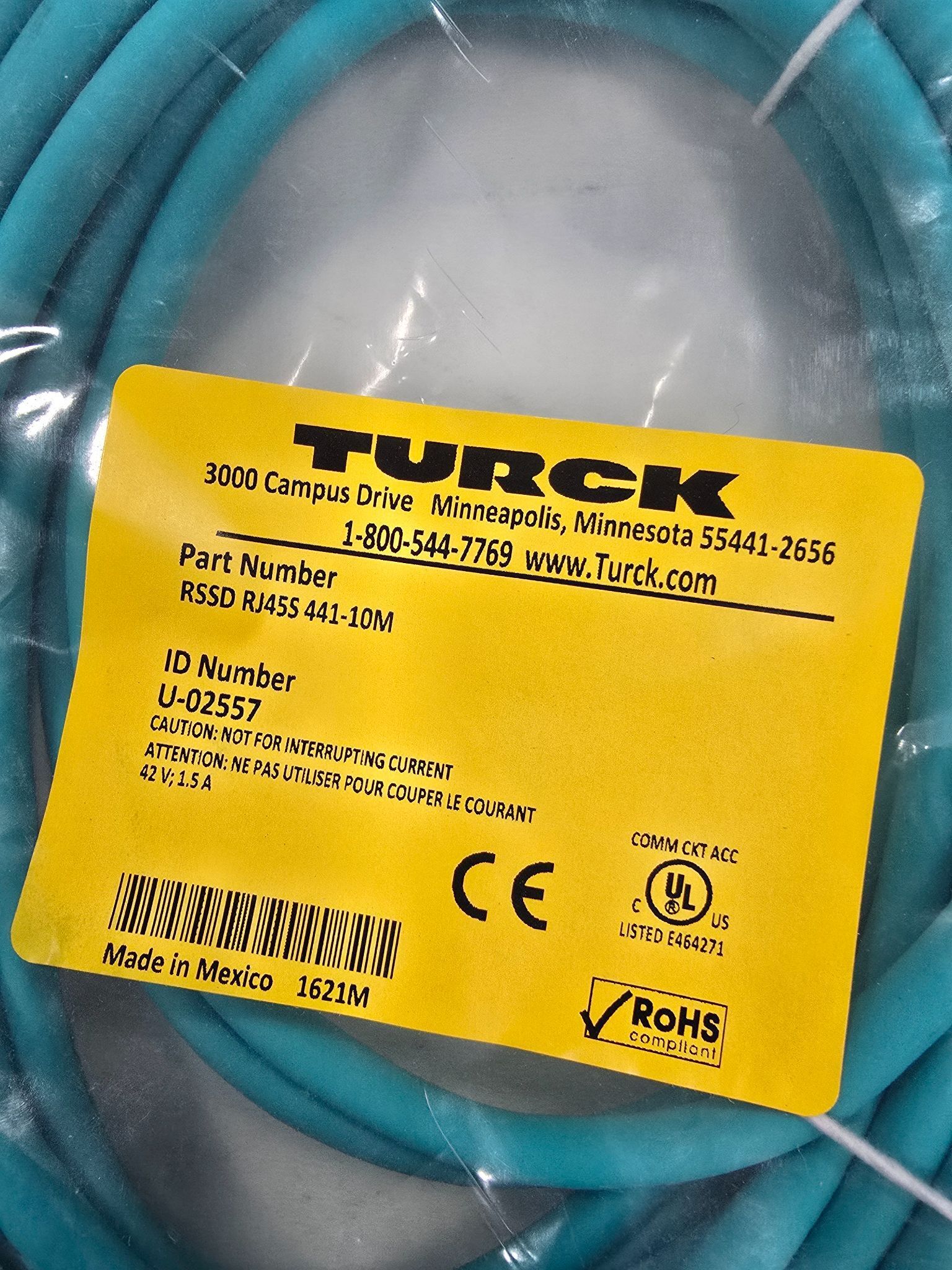 TURCK RSSD‑RJ45S‑441‑10M Ethernet Cordset NEW 1