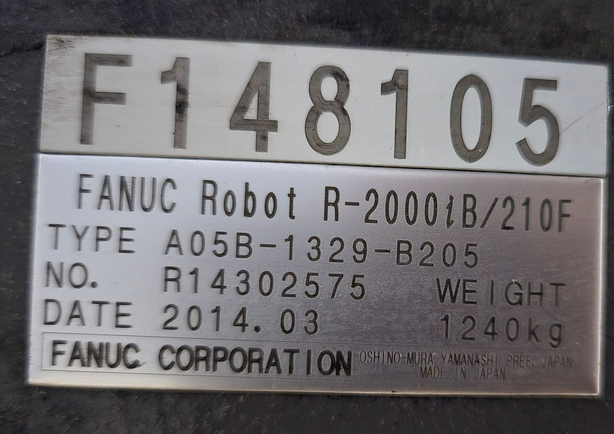 FANUC R-2000iB/210F w/ R-30iB Controls USED - Missing Teach Pendant 8