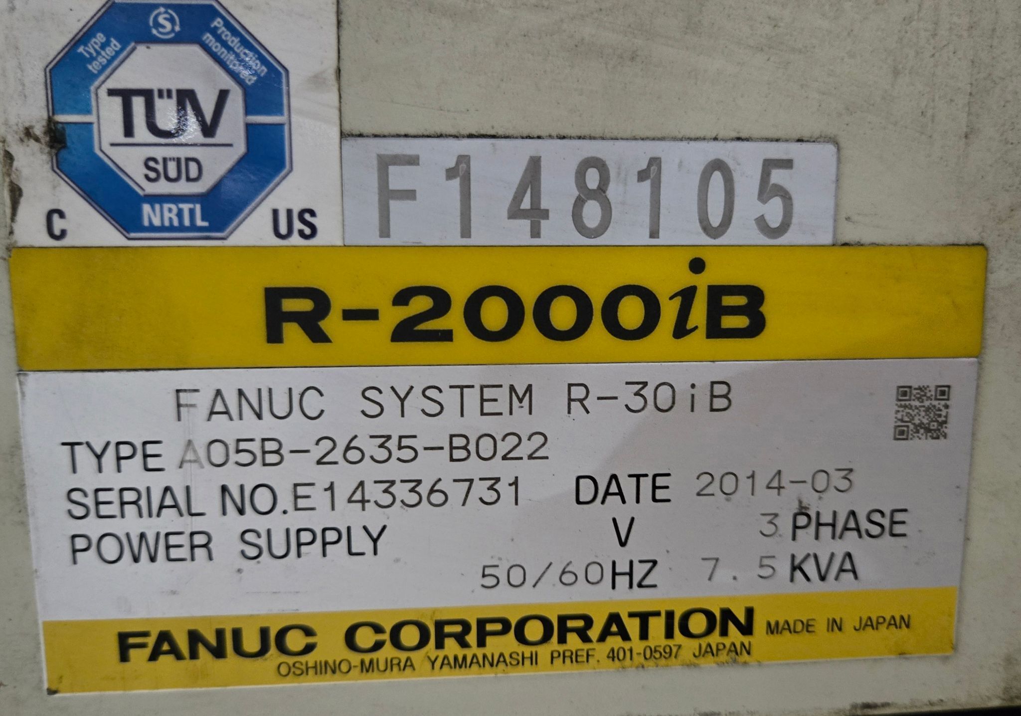 FANUC R-2000iB/210F w/ R-30iB Controls USED - Missing Teach Pendant 12
