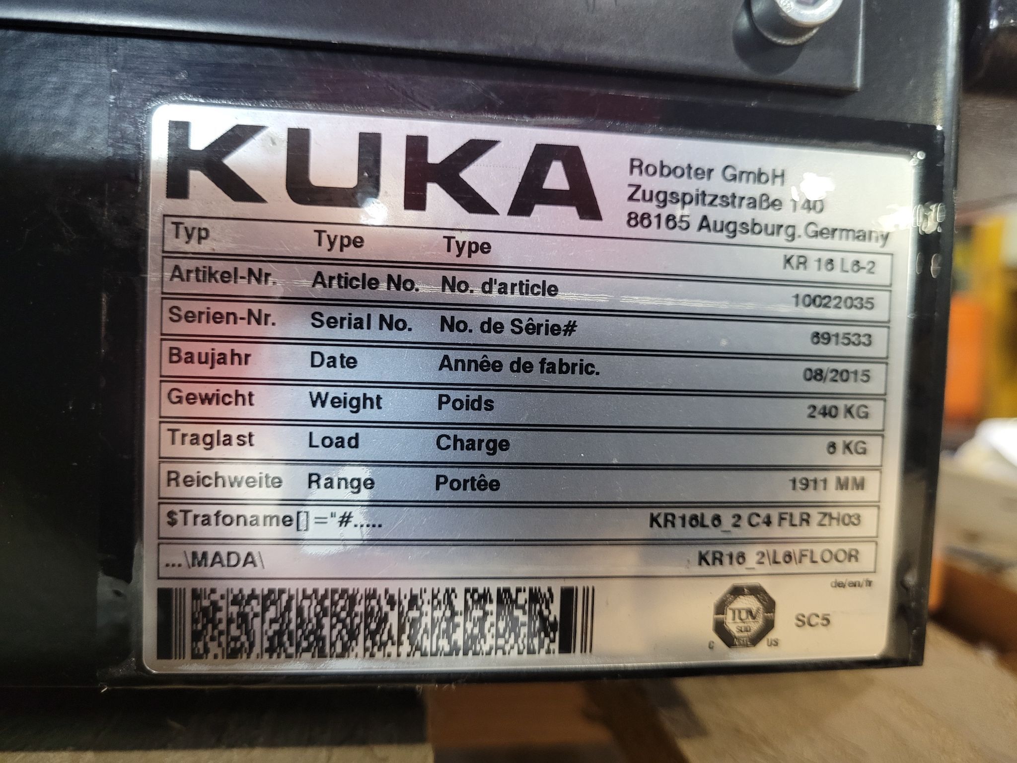 KUKA KR16 L6-2 w/ KR C4 Controls Lincoln R550 Weld Package & TT3A Reamer NEW 6