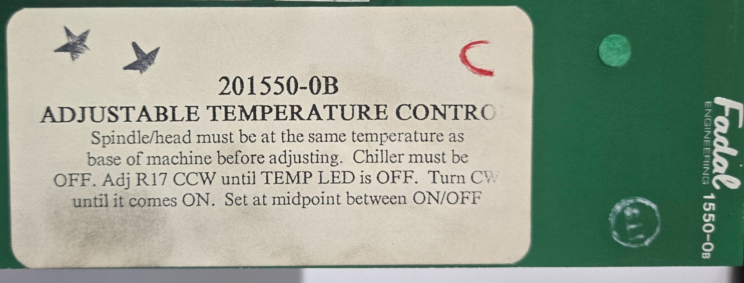 Fadal 201550‑0B CNC PCB - Adjustable Temperature Control Board USED 2