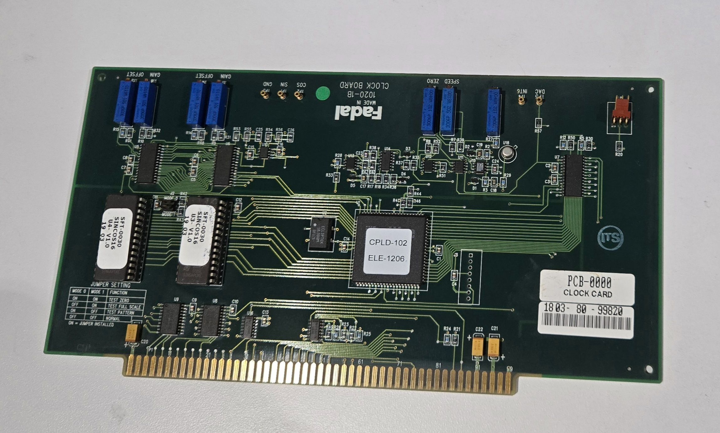 Fadal PCB‑0000 Clock Board 1020‑1B USED 0
