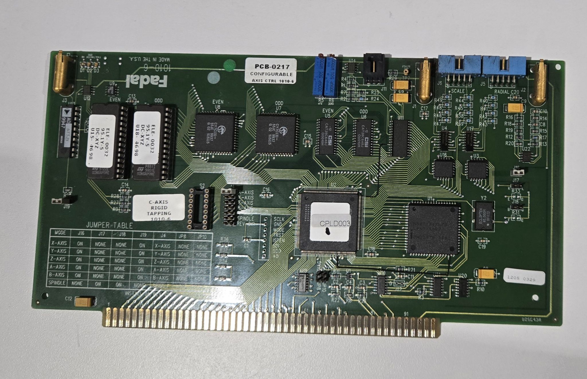 FADAL PCB‑0217 1010‑6 Adjustable Axis Control Board USED 2