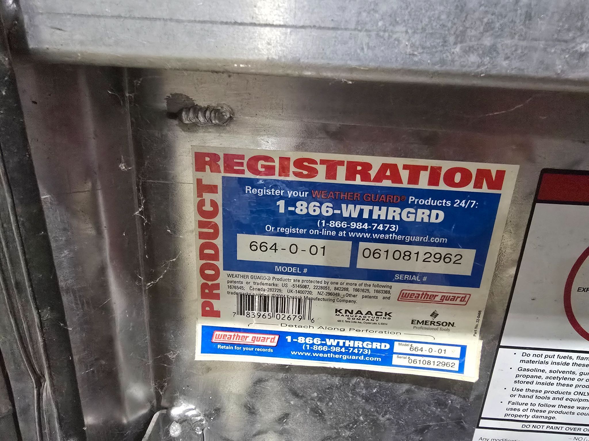 WEATHER GUARD 664‑0‑01 Aluminum Truck Tool Box USED 4