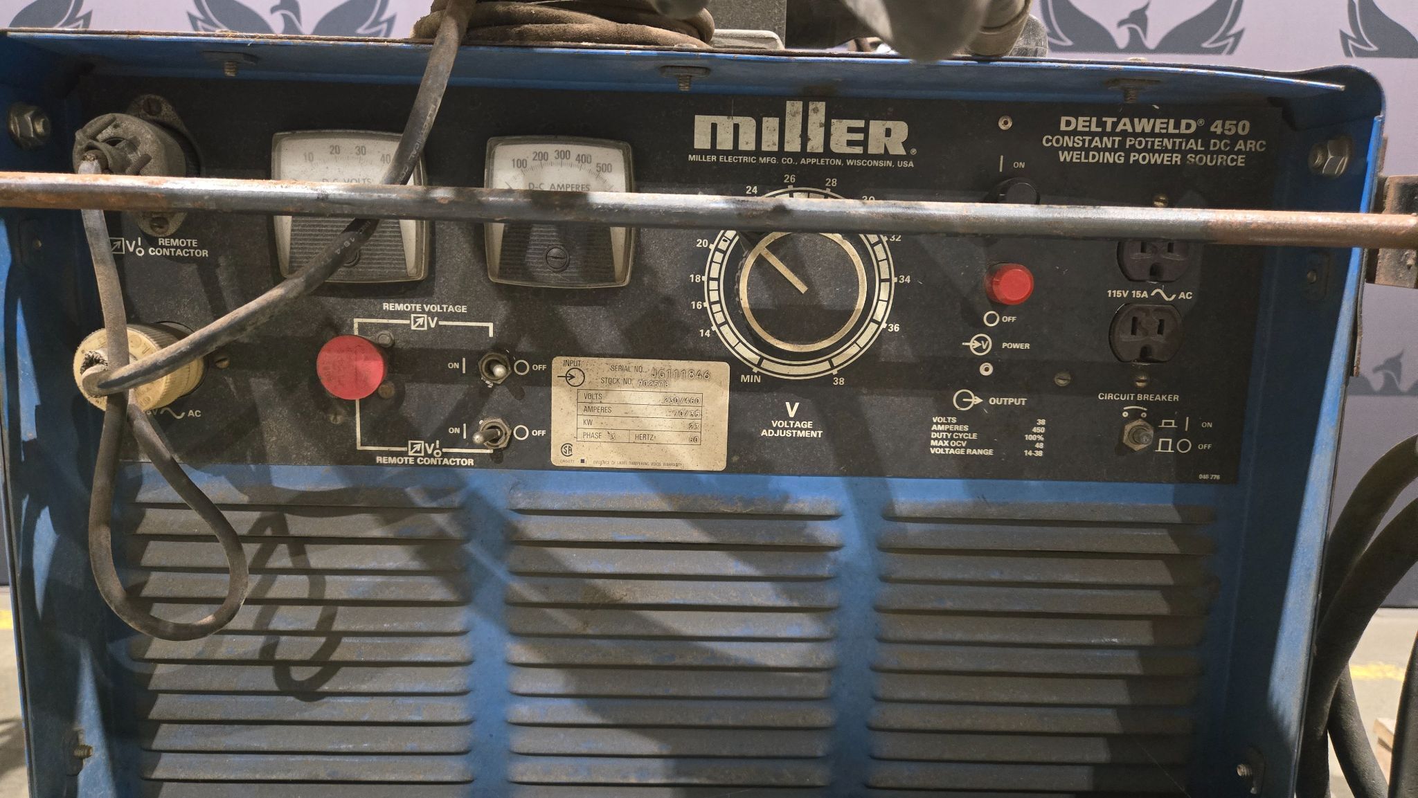 MILLER DELTAWELD 450 Welding Power Source w/ MILLERMATIC S‑54E Wire Feeder USED 4