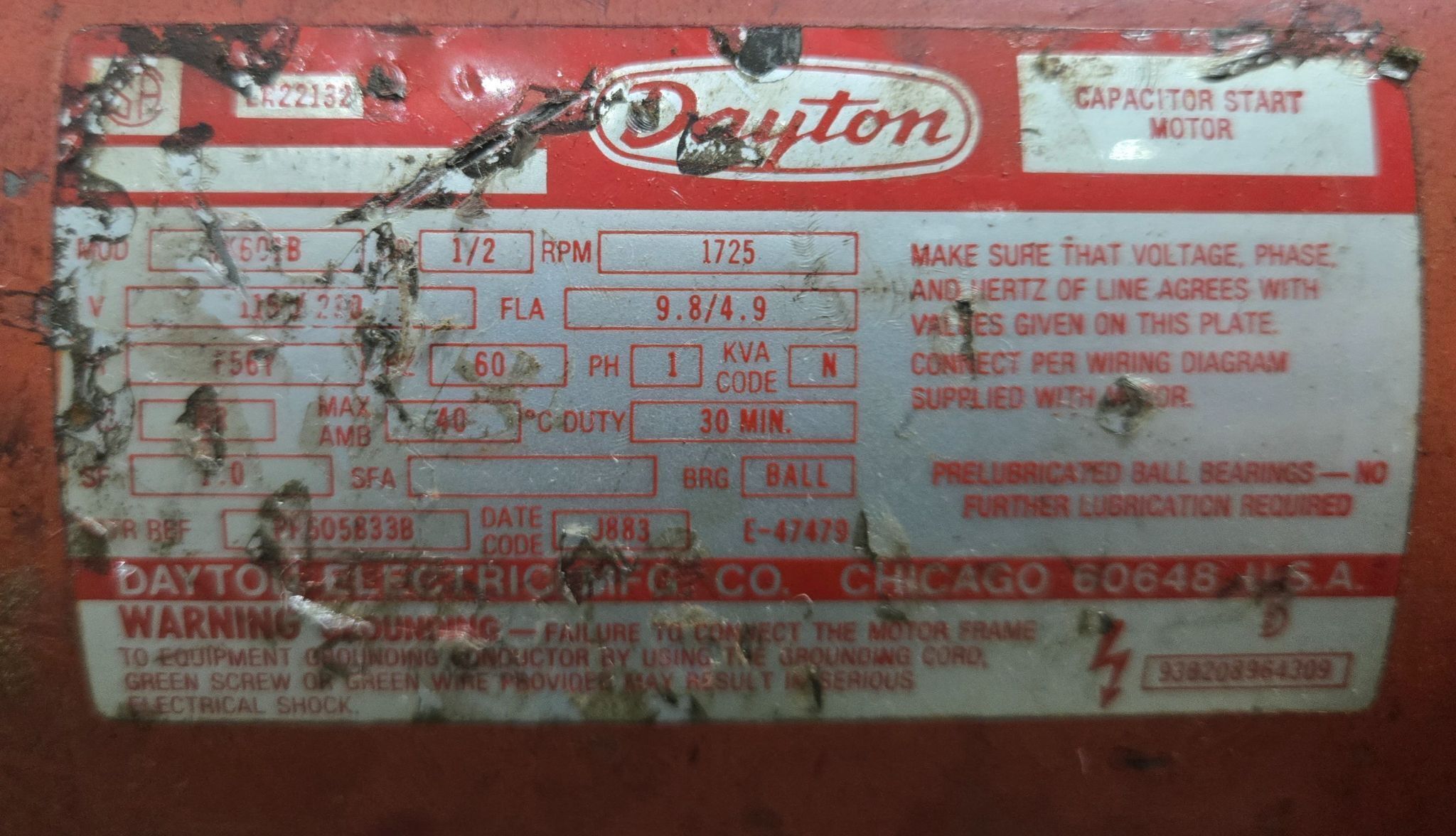 DAYTON 9K601B Electric Chain Hoist 1/2 Ton USED 4