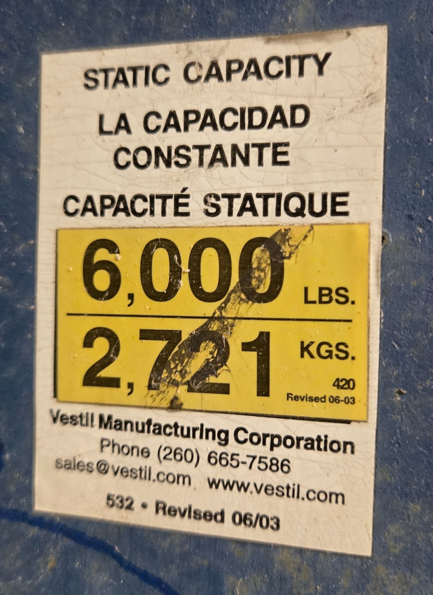 VESTIL Adjustable Steel Rolling Gantry Crane 6,000 lb Capacity USED 4