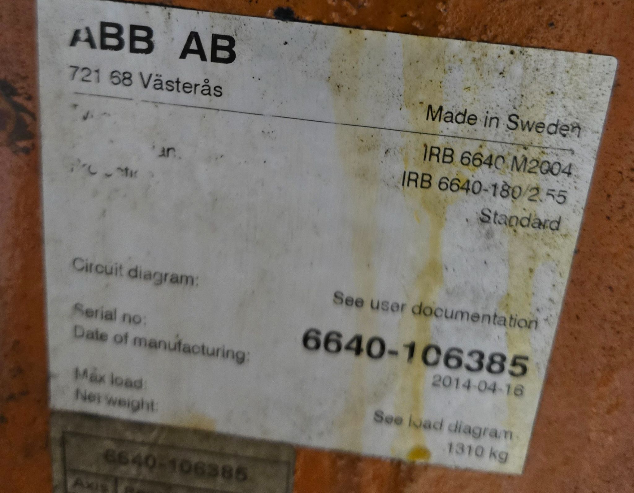 ABB IRB 6640‑180/2.55 Complete with IRC5 M2004 Controller USED 11