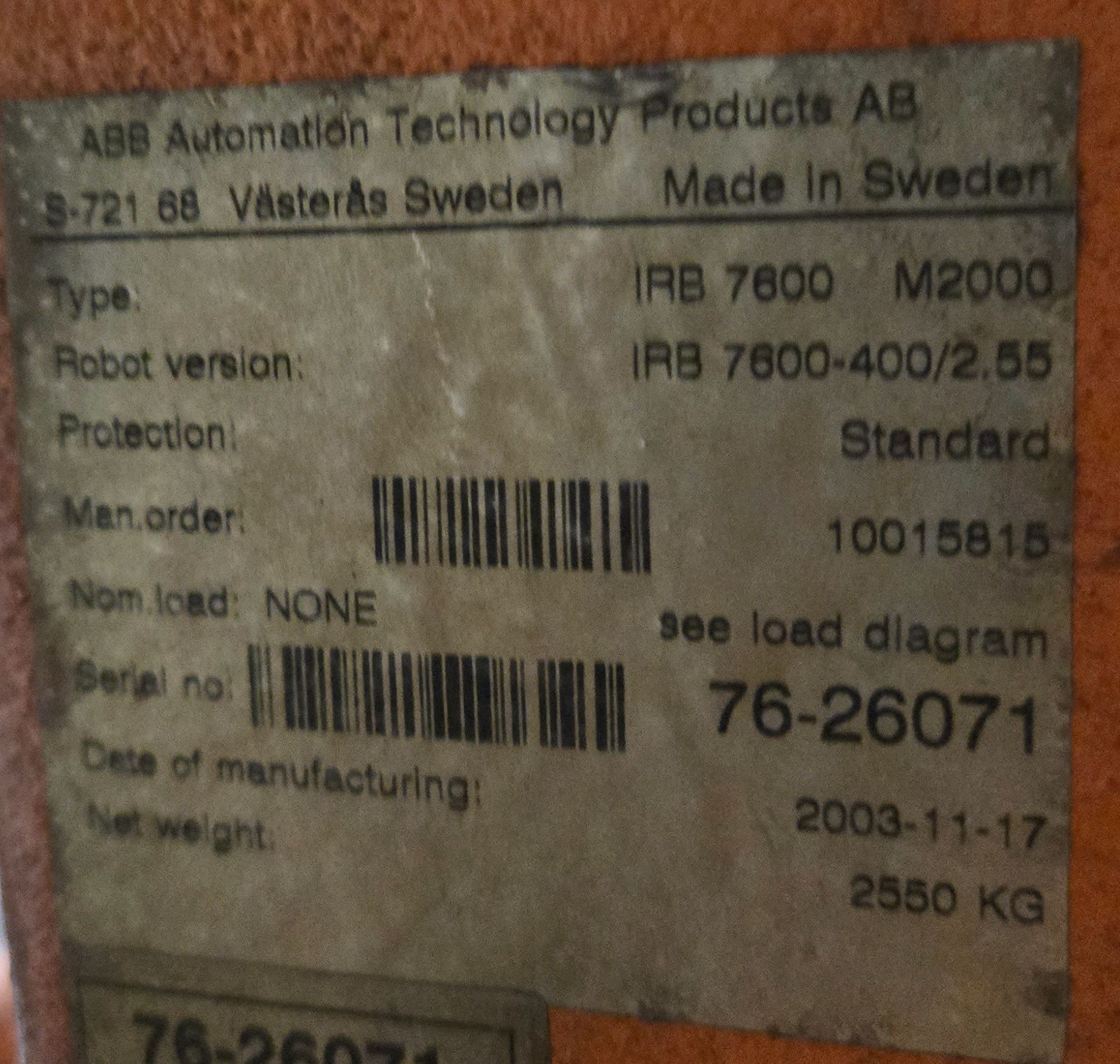 ABB IRB 7600-400/2.55 Robot with S4C+ Controller USED 11