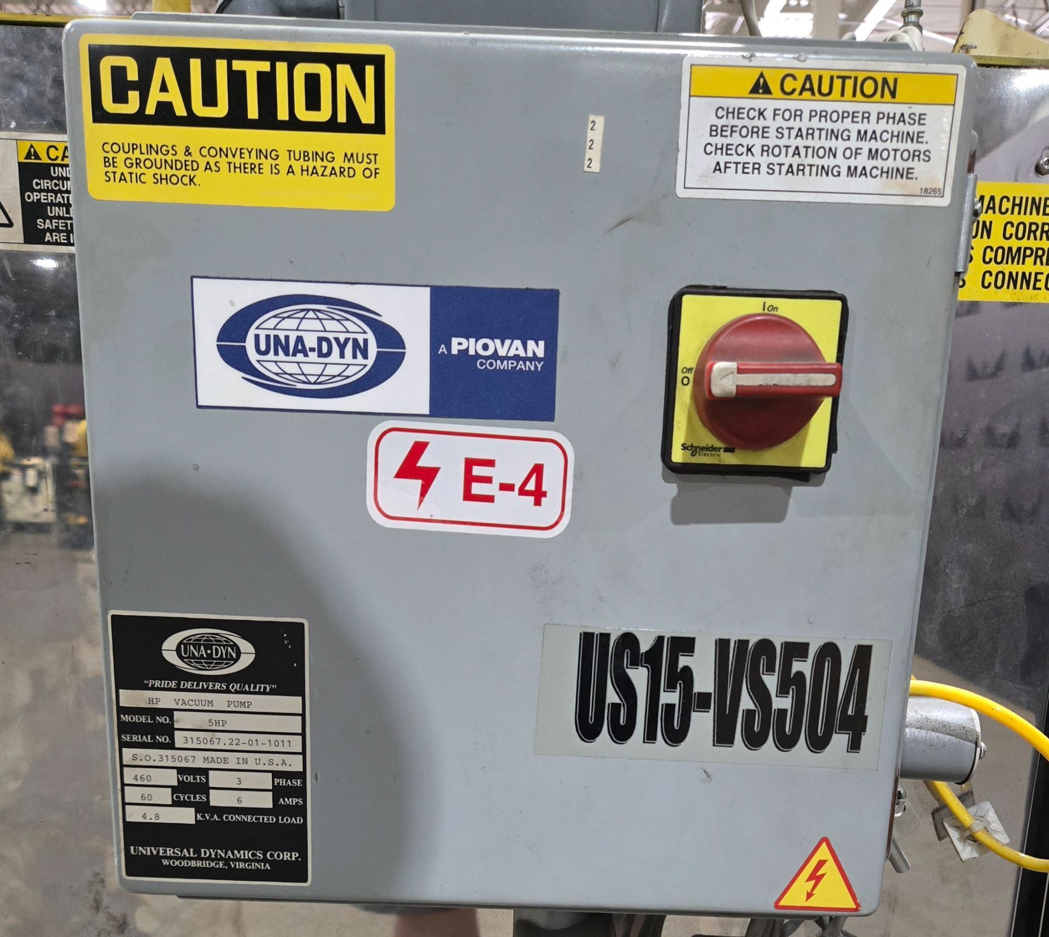 UNA-DYN 5HP Vacuum Pump System US15‑VS504 USED 2
