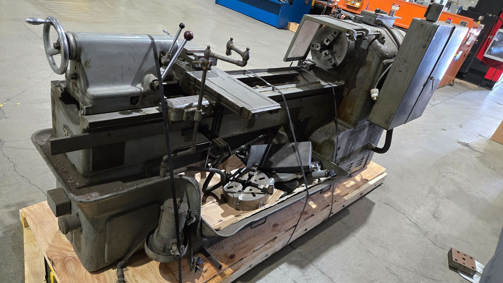 OKUMA LS Engine Lathe with 3 Jaw Chuck Tooling & Electrical Cabinet USED 3