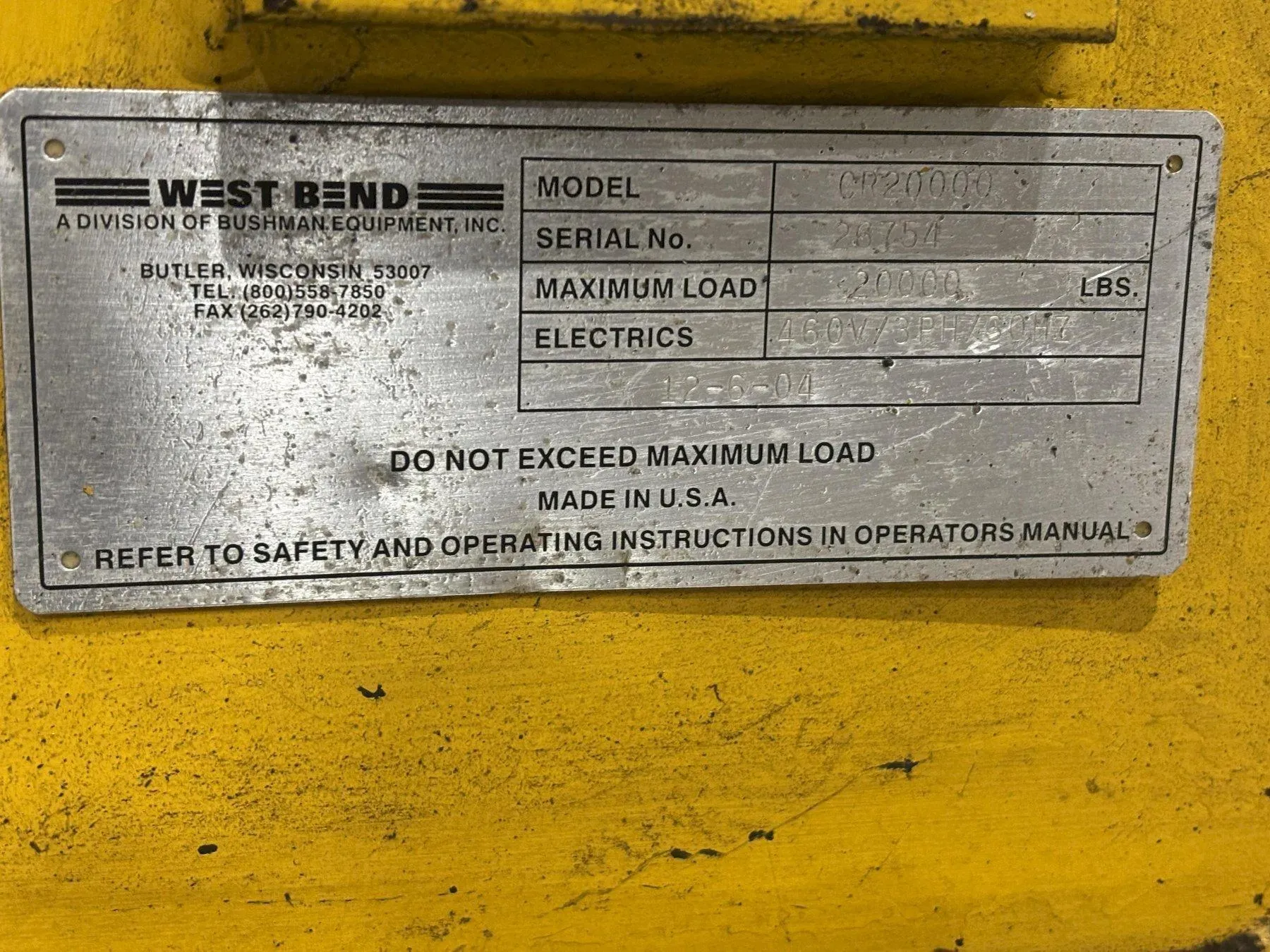20,000 lbs x 60” WEST BEND #CR2000 MOTORIZED COIL UPENDER FLIP ROTATOR USED 9