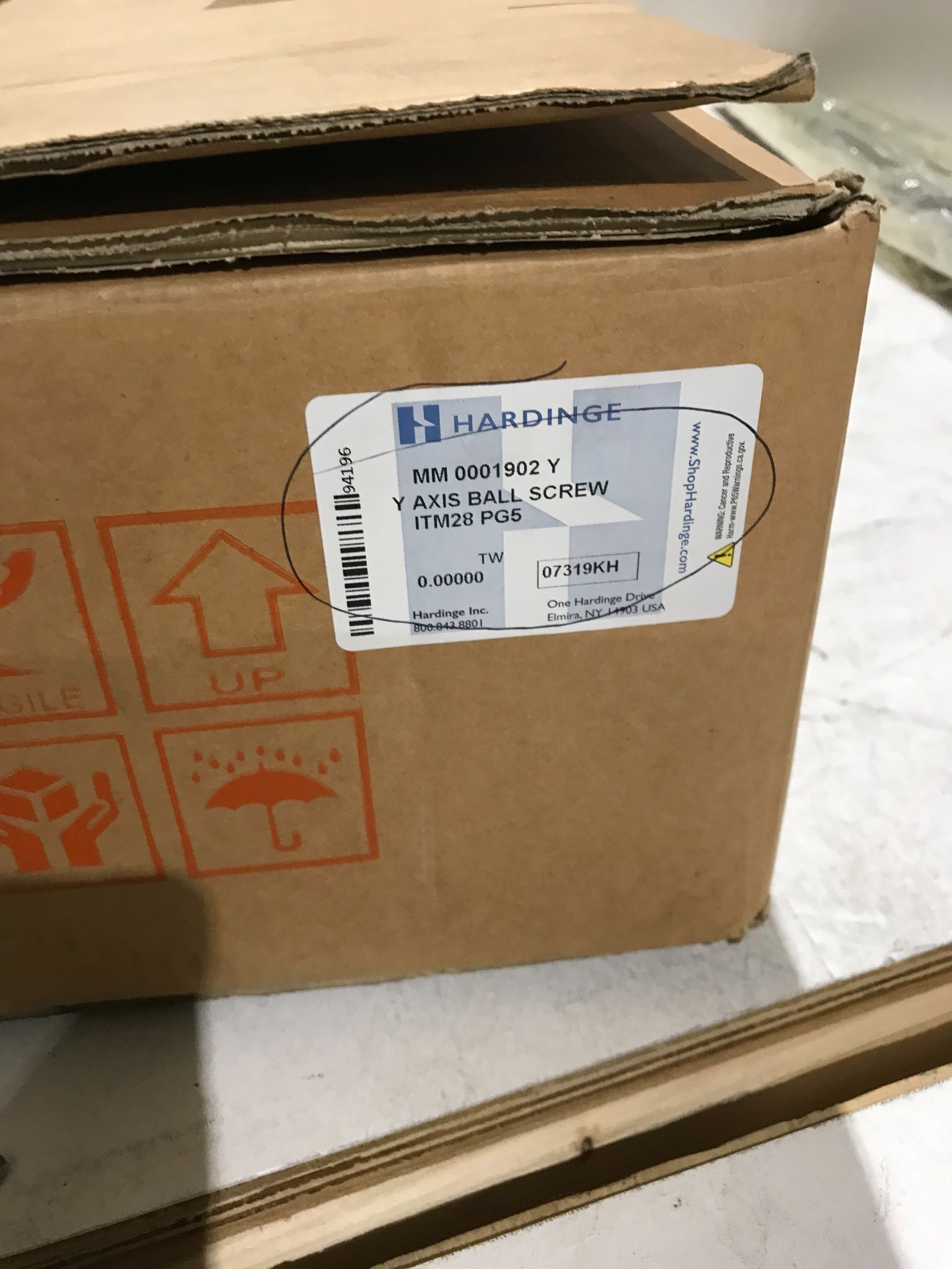 PMI Y‑Axis Ball Screw Assembly Hardinge MM 0001902Y NEW 0