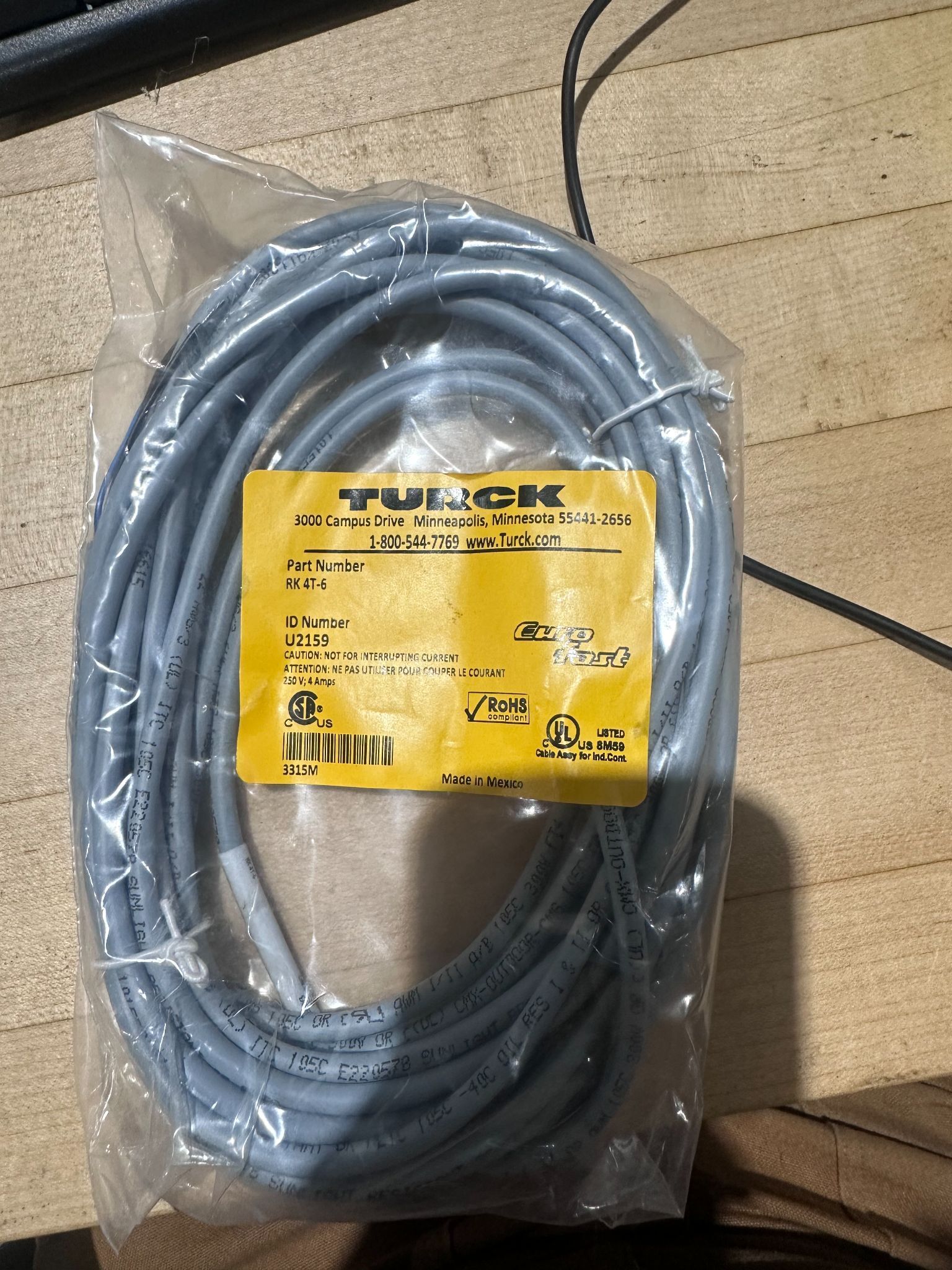 TURCK RK4T‑6 Eurofast Sensor Cable NEW 1