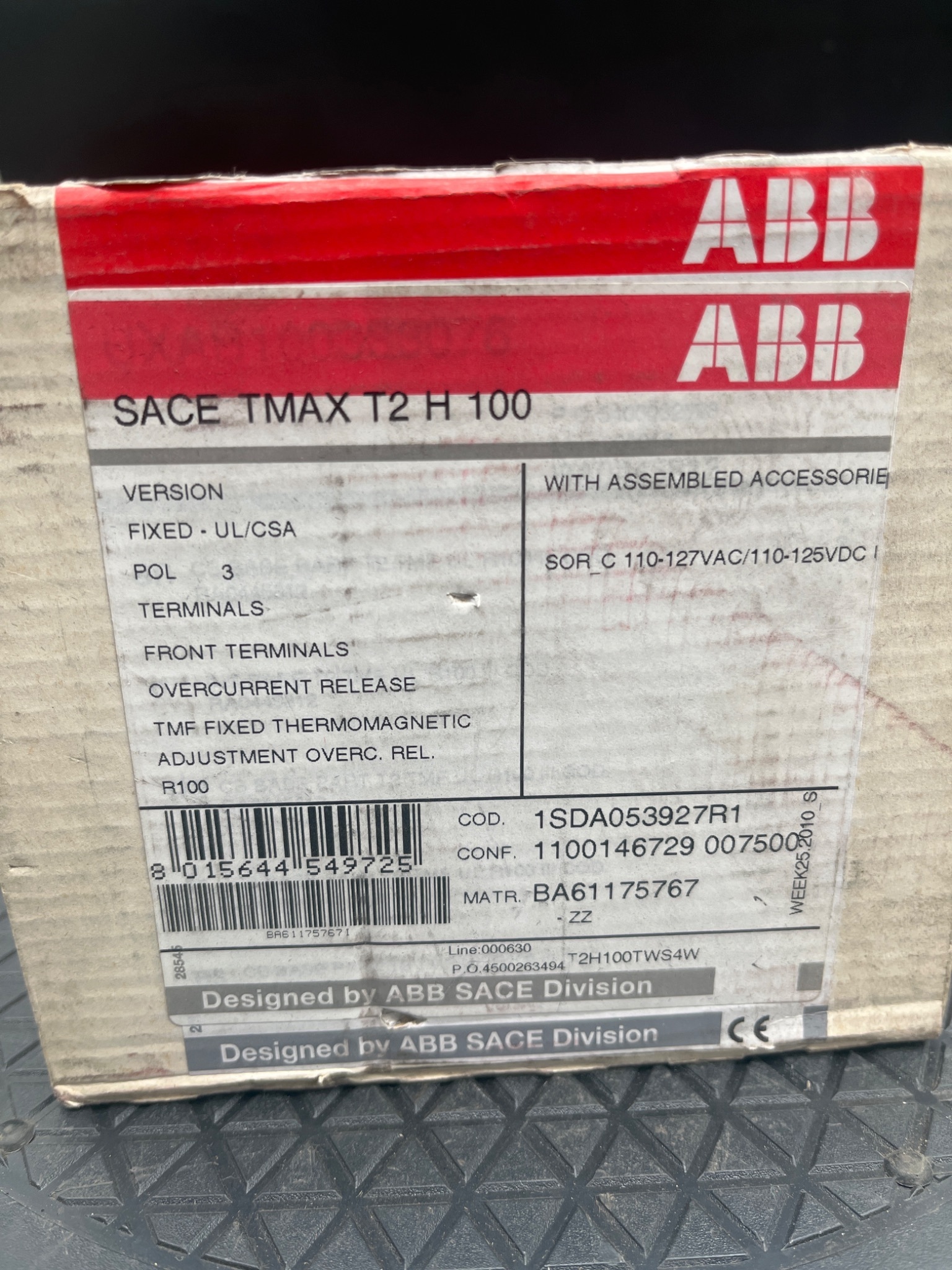 ABB 1SDA053927R1 SACE Tmax T2‑H Molded Case Circuit Breaker NEW 5
