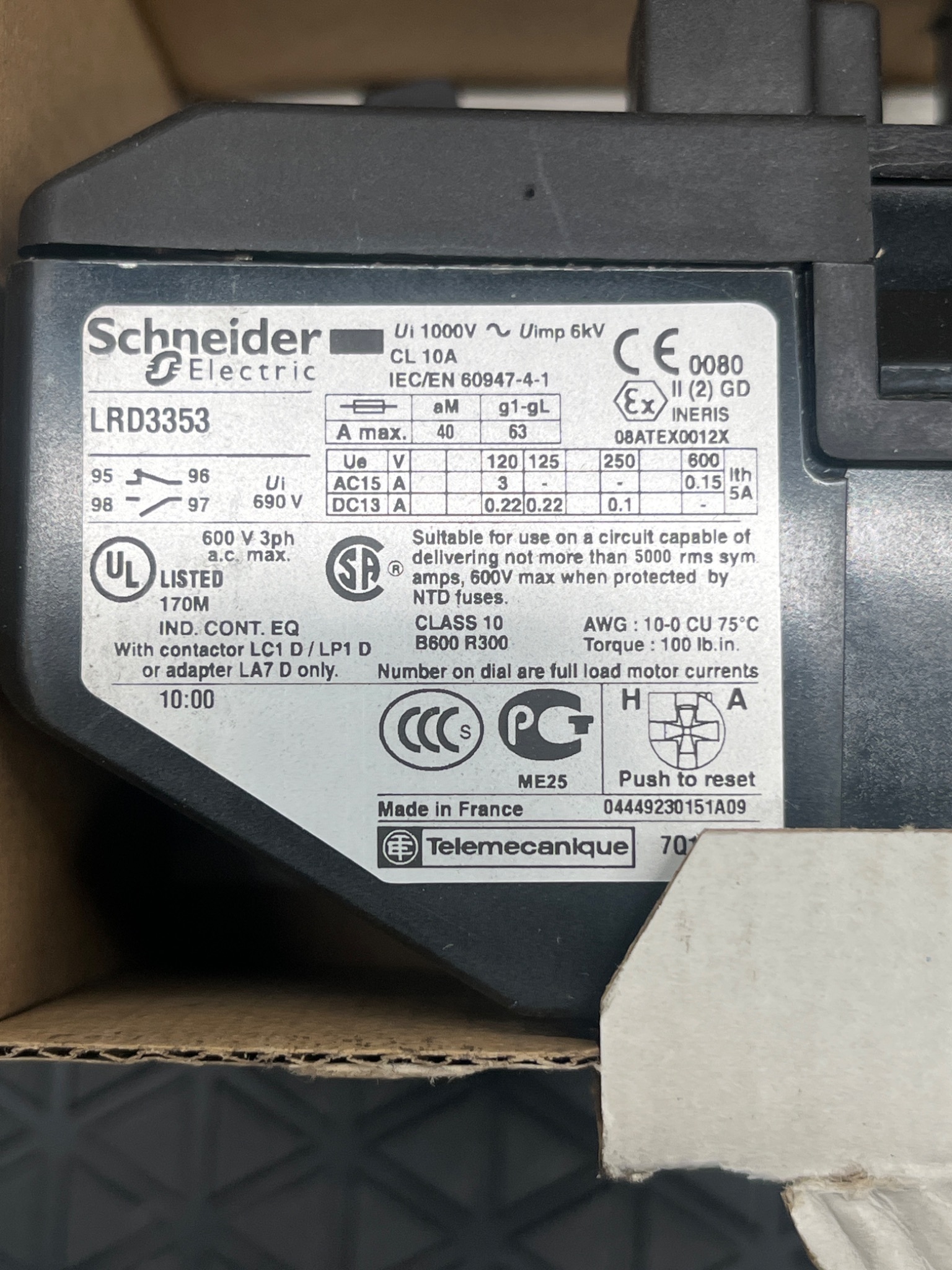 SCHNEIDER ELECTRIC LRD3353 Thermal Overload Relay NEW 2
