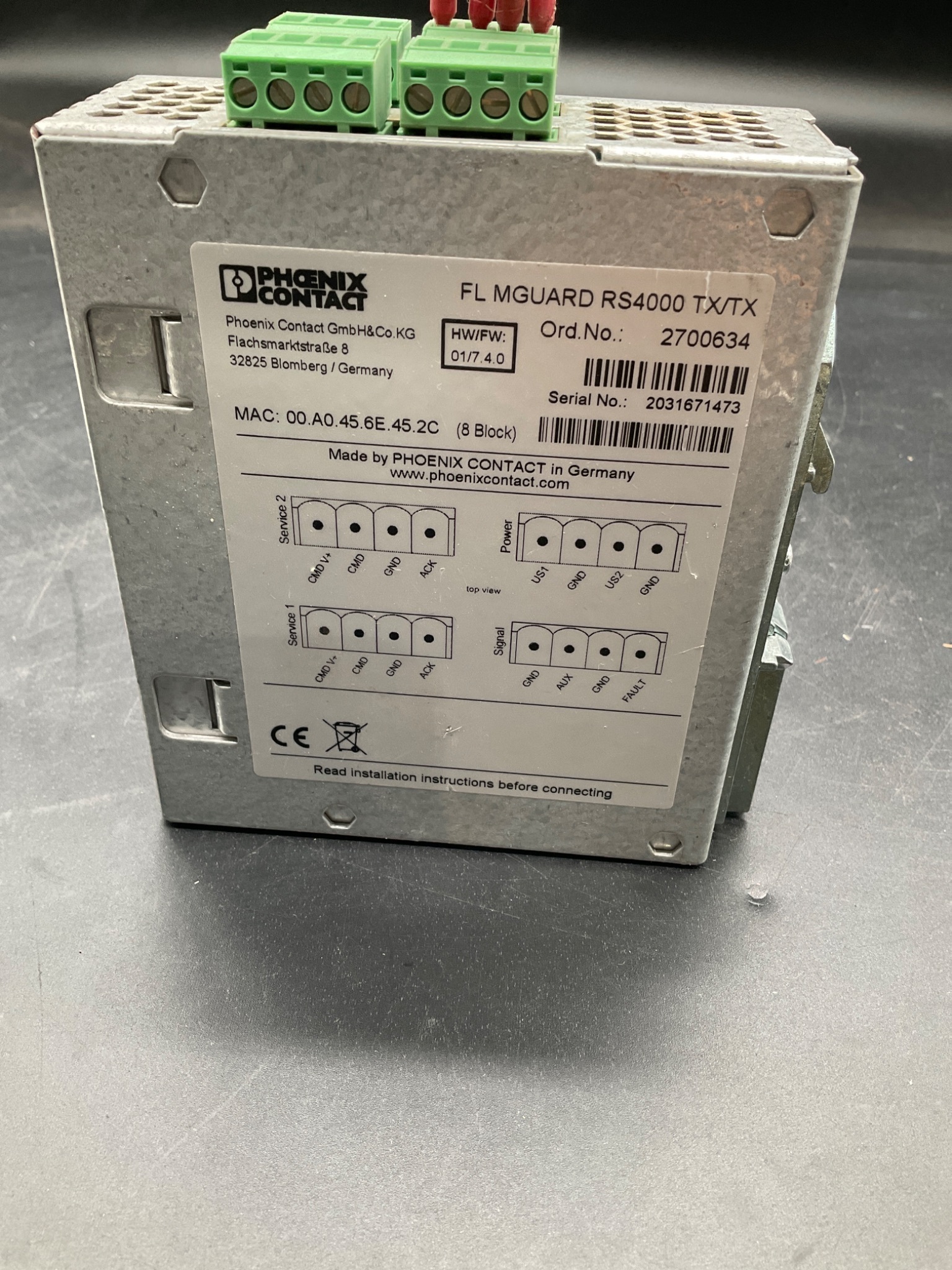 PHOENIX CONTACT FL MGUARD RS4000 TX/TX Industrial Security Router USED 3