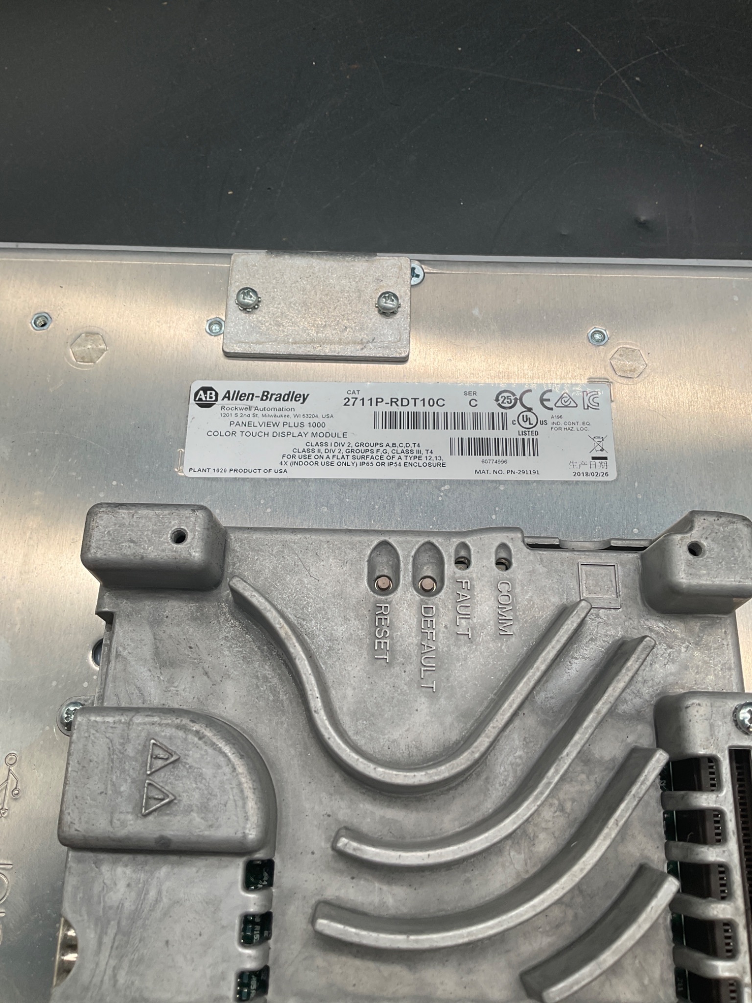 ALLEN‑BRADLEY 2711P‑RDT10C PanelView Plus 1000 Color Touch Display Module USED 1