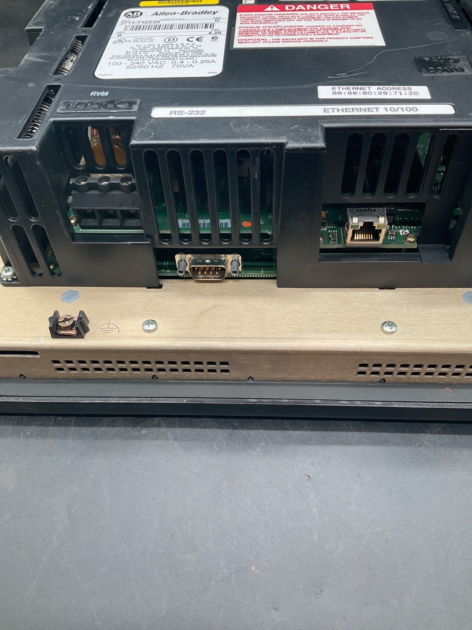 ALLEN‑BRADLEY 2711‑T10C20 PanelView 1000 Touchscreen HMI USED 2