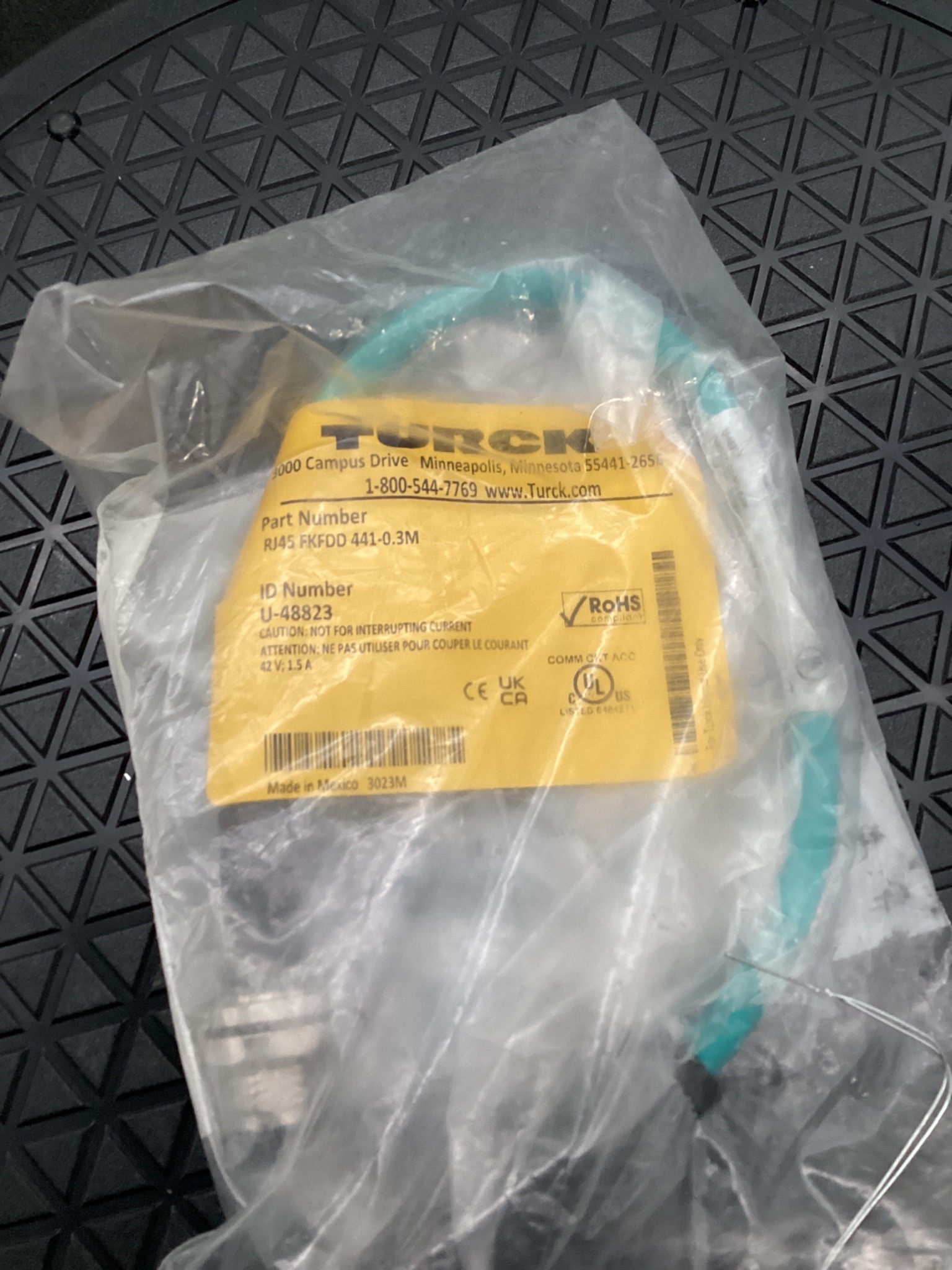 TURCK RJ45S‑RJ45S‑441‑3M Ethernet Cable NEW 3