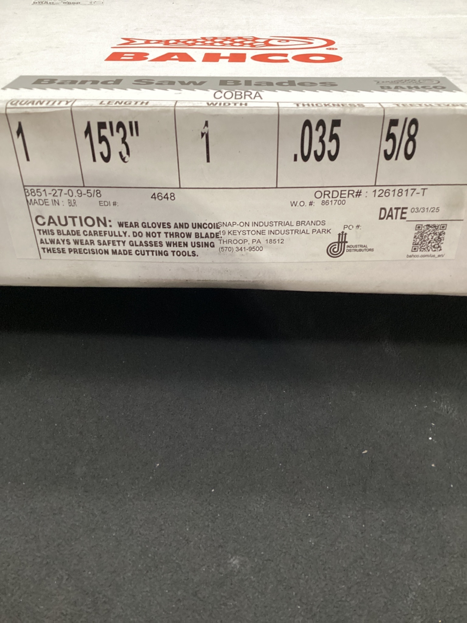 BAHCO COBRA 3851‑27‑0.9‑5/8 Bandsaw Blade 153 in NEW 2