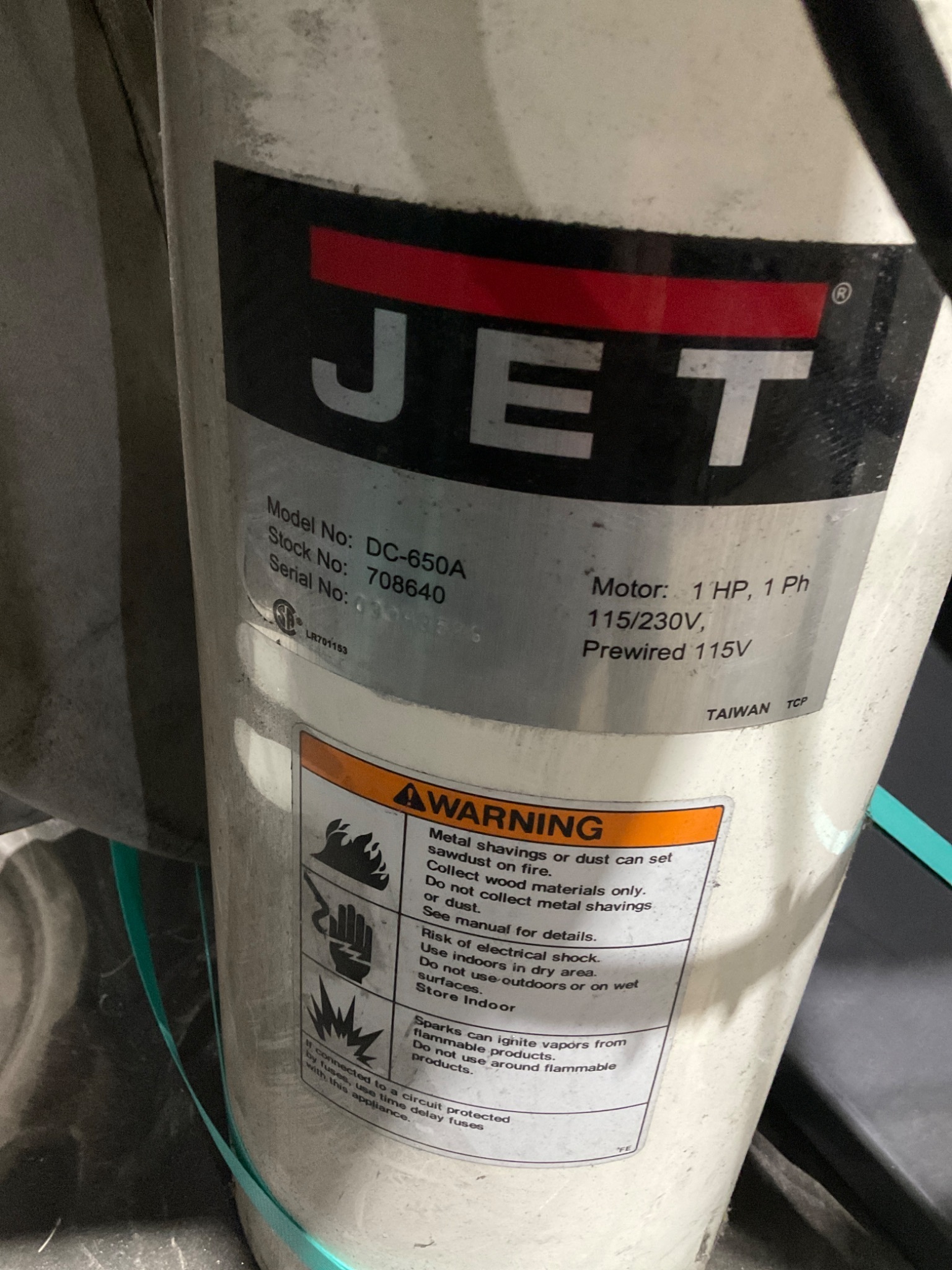 DAYTON 3AA28 Dust Collector USED 9