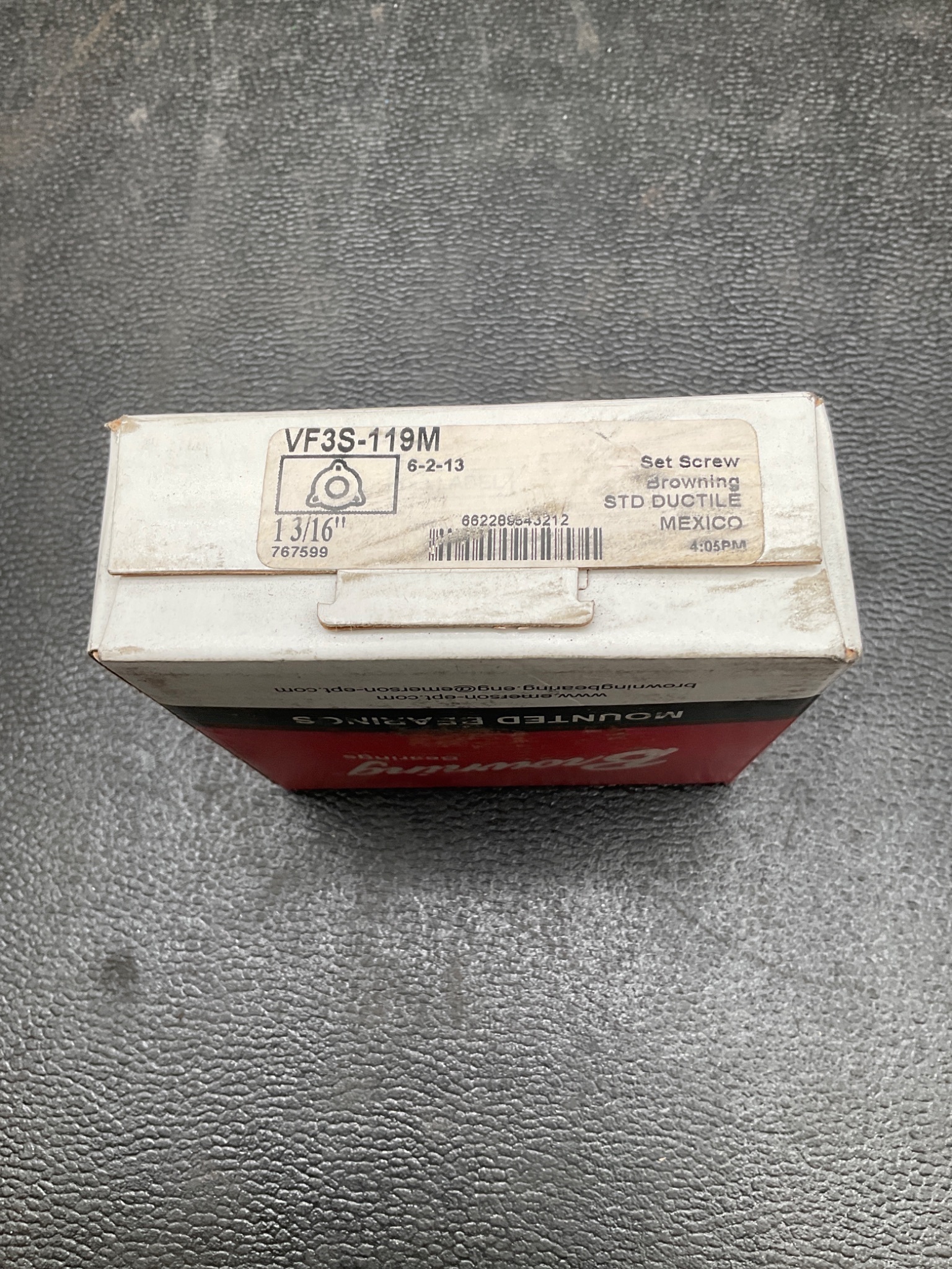 BROWNING VF3S‑119M 3‑Bolt Flange Mounted Bearing NEW 1